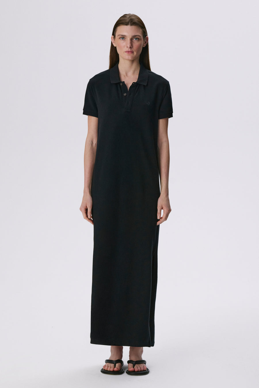 Polo Dress | Cotton Piqué – Black