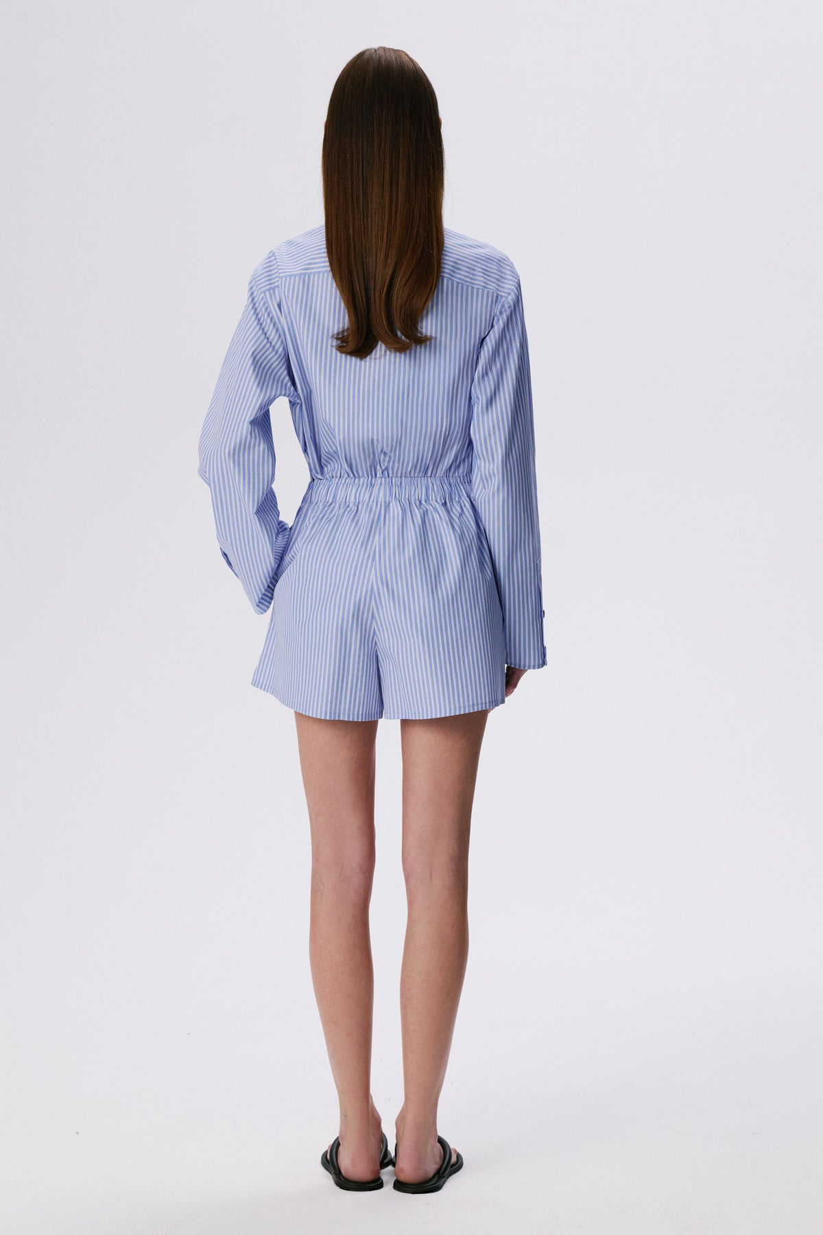 Lounge Shorts | Cotton Poplin – Bright Blue Stripe