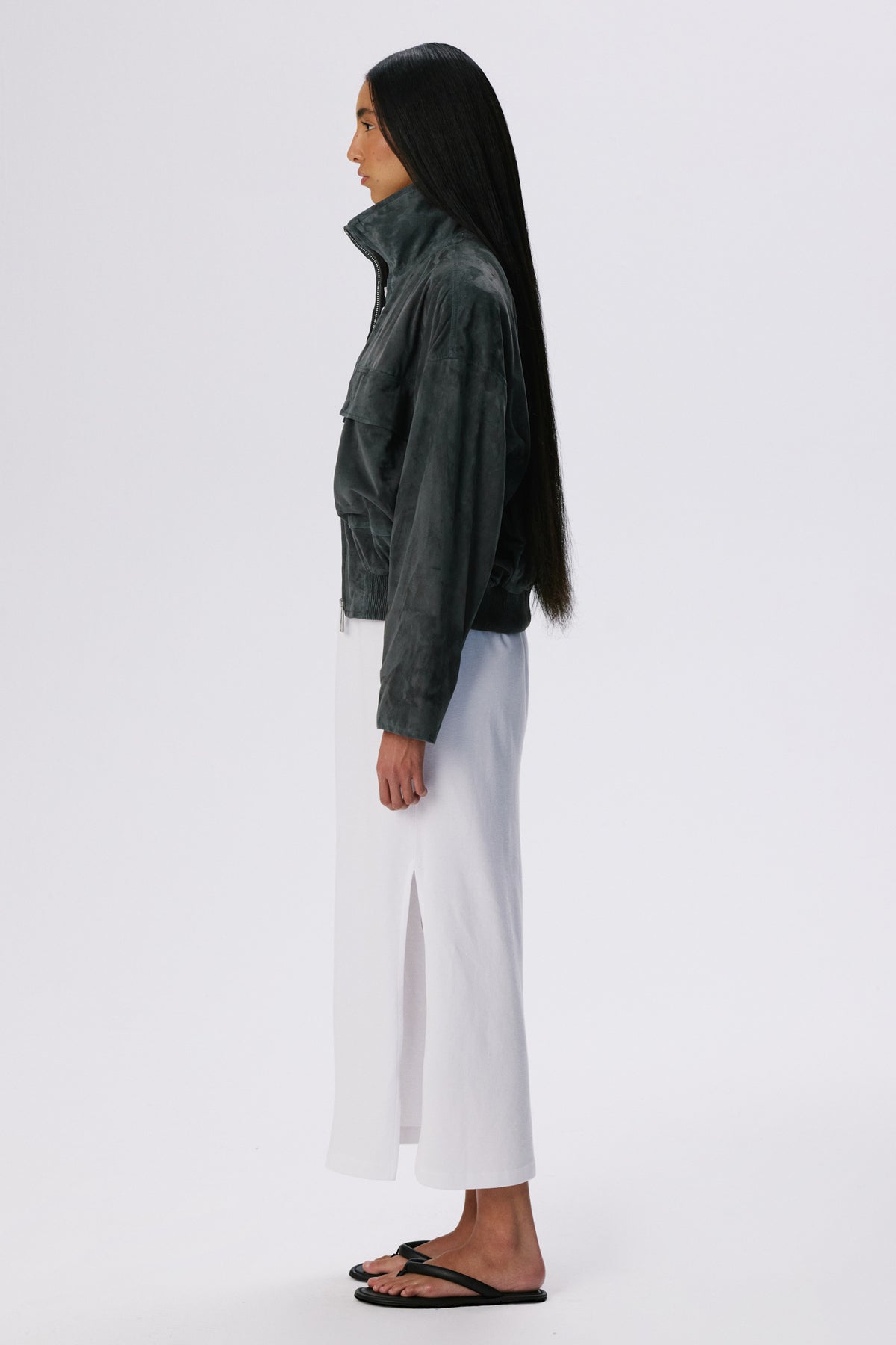 Fluid Bomber Jacket | Metis Suede – Graphite