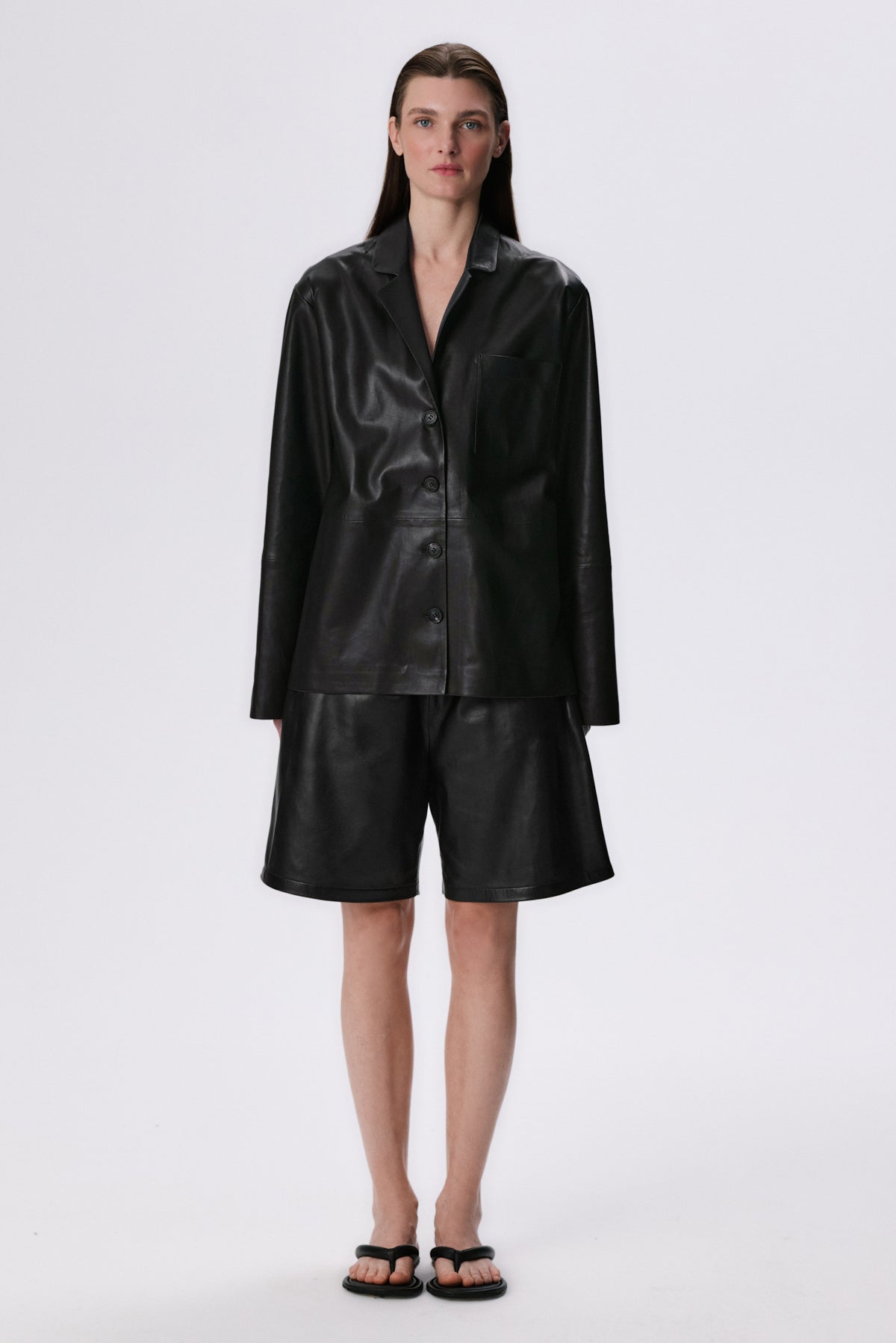 Pyjama Shirt | Ultra-Lightweight Leather – Black