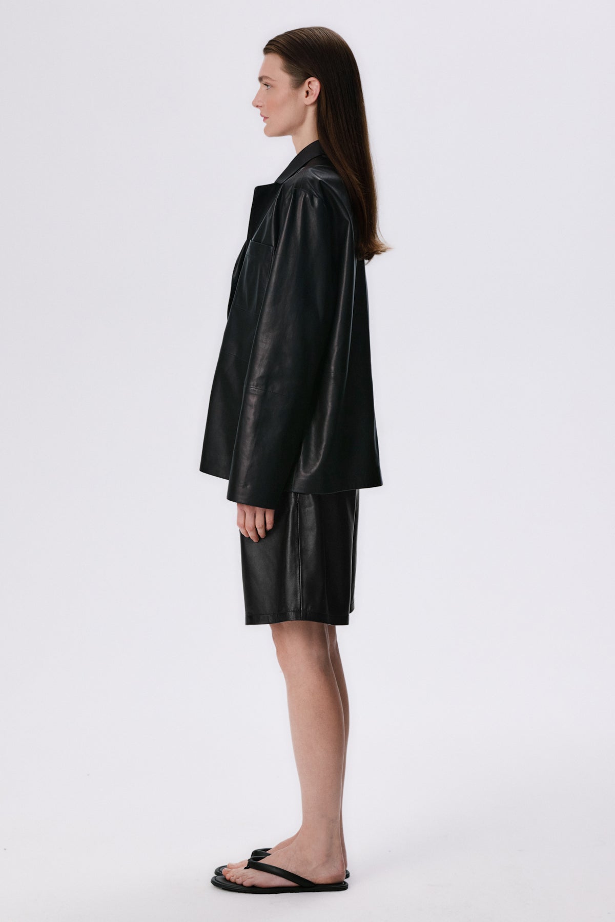 Pyjama Shirt | Ultra-Lightweight Leather – Black