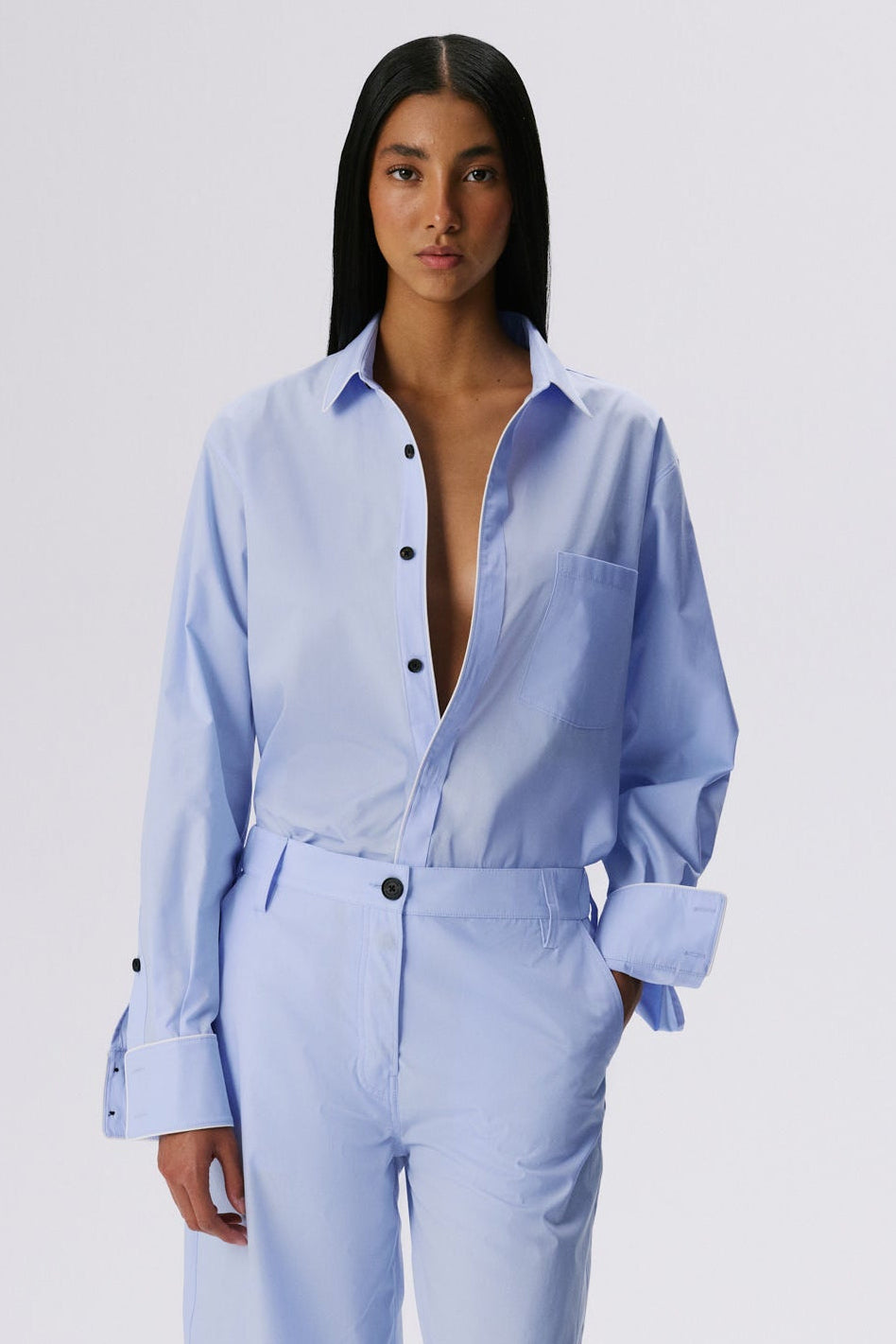Tailored Shirt | Cotton Poplin – Light Blue
