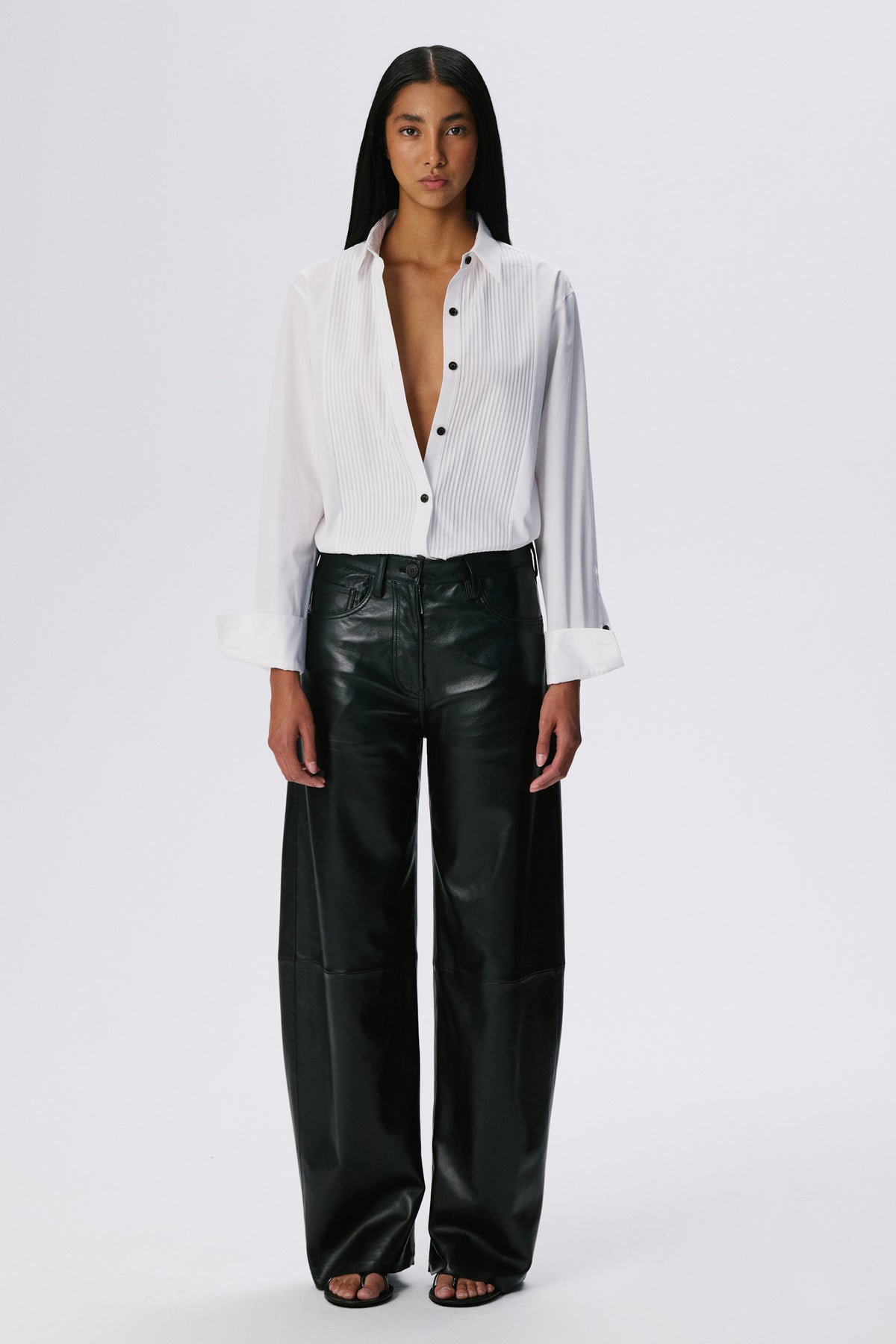 Soft Curve Barrel Pants | Leather – Black