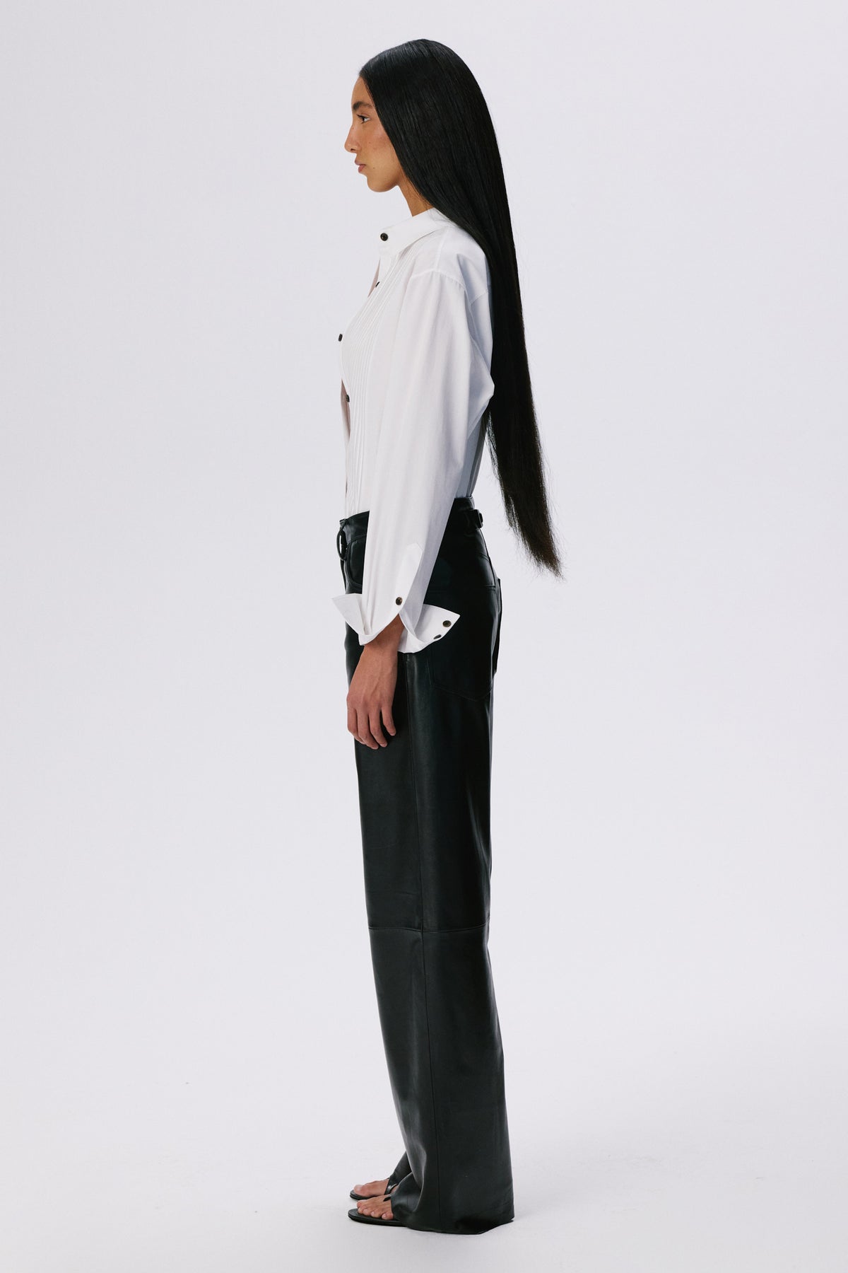 Soft Curve Barrel Pants | Leather – Black