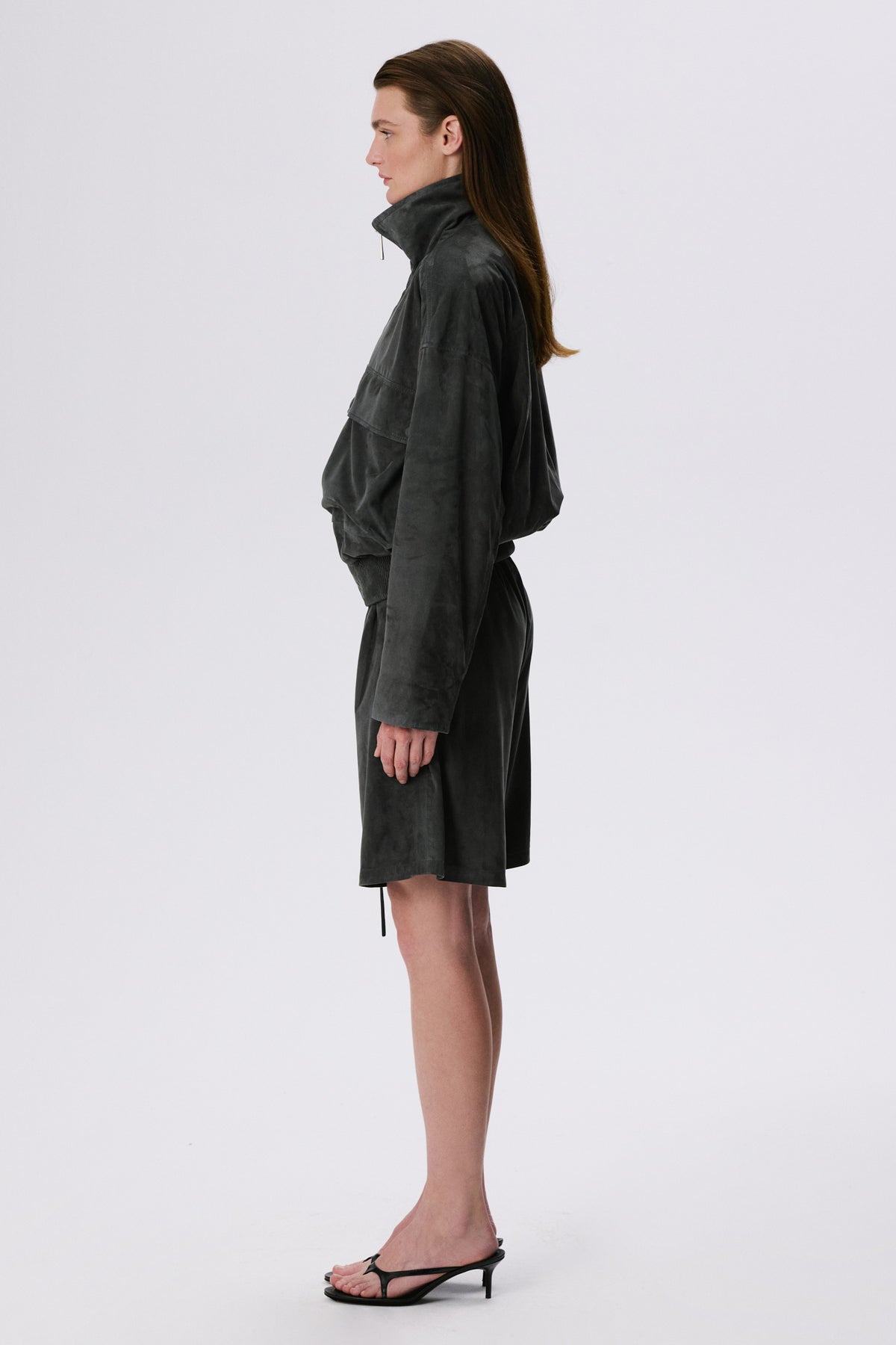 Fluid Bomber Jacket | Metis Suede – Graphite