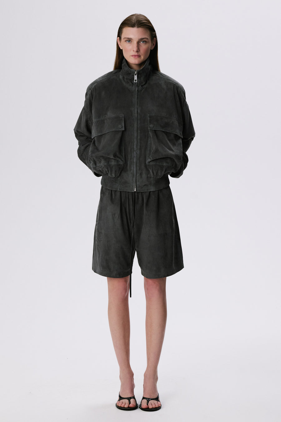 Fluid Bomber Jacket | Metis Suede – Graphite