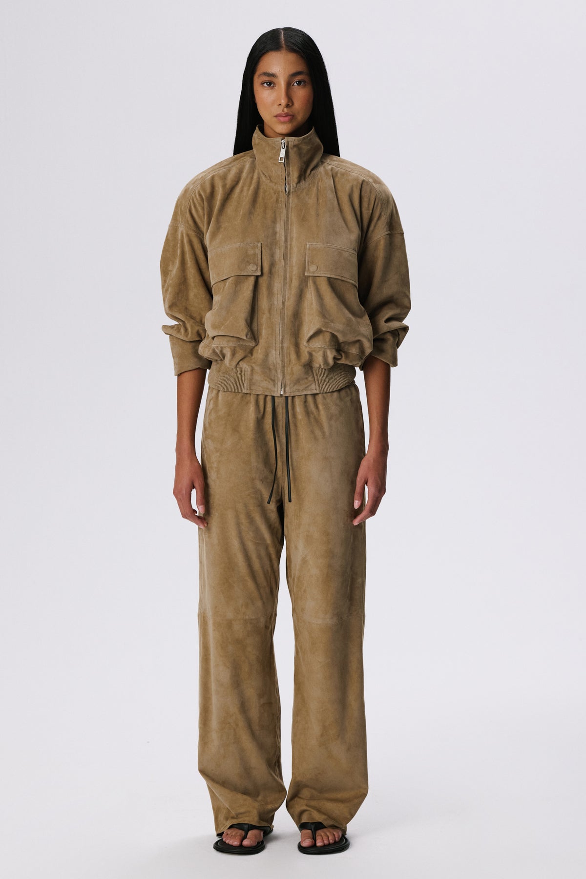 Fluid Bomber Jacket | Metis Suede – British Khaki