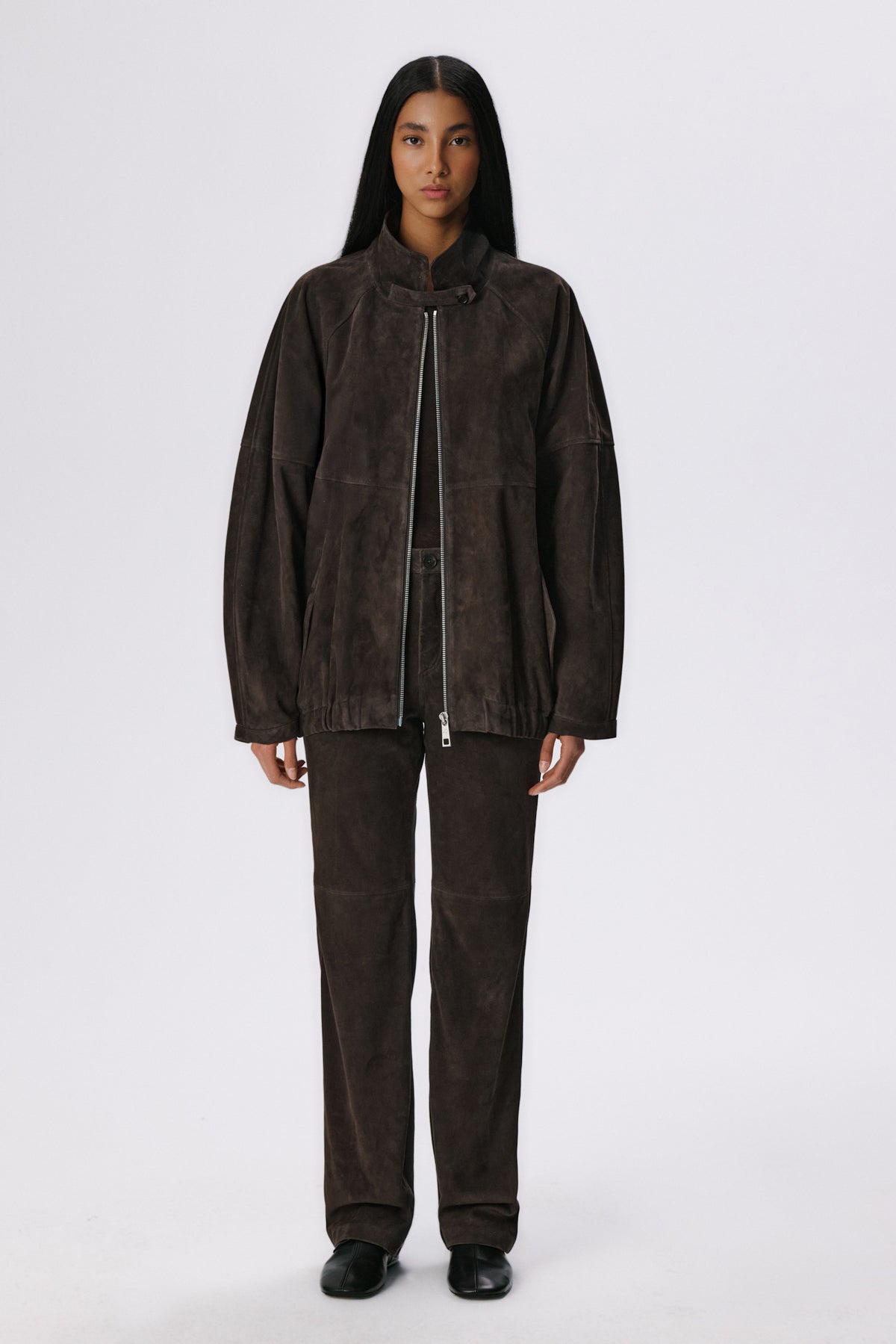 5 Pocket Straight Pants | Suede – Chocolate