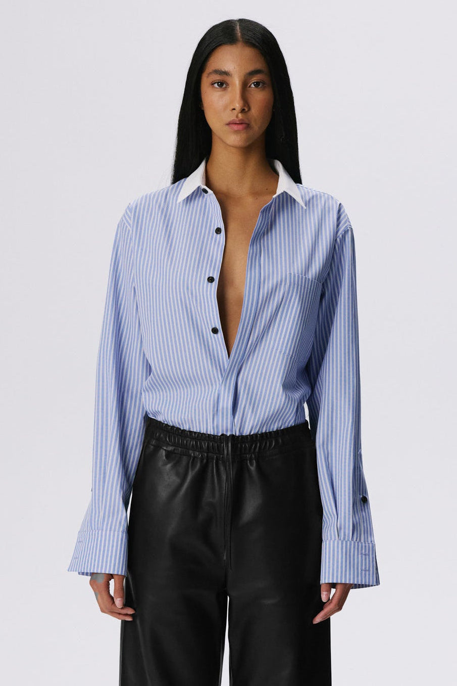 Tailored Shirt | Cotton Poplin – Bright Blue Stripe