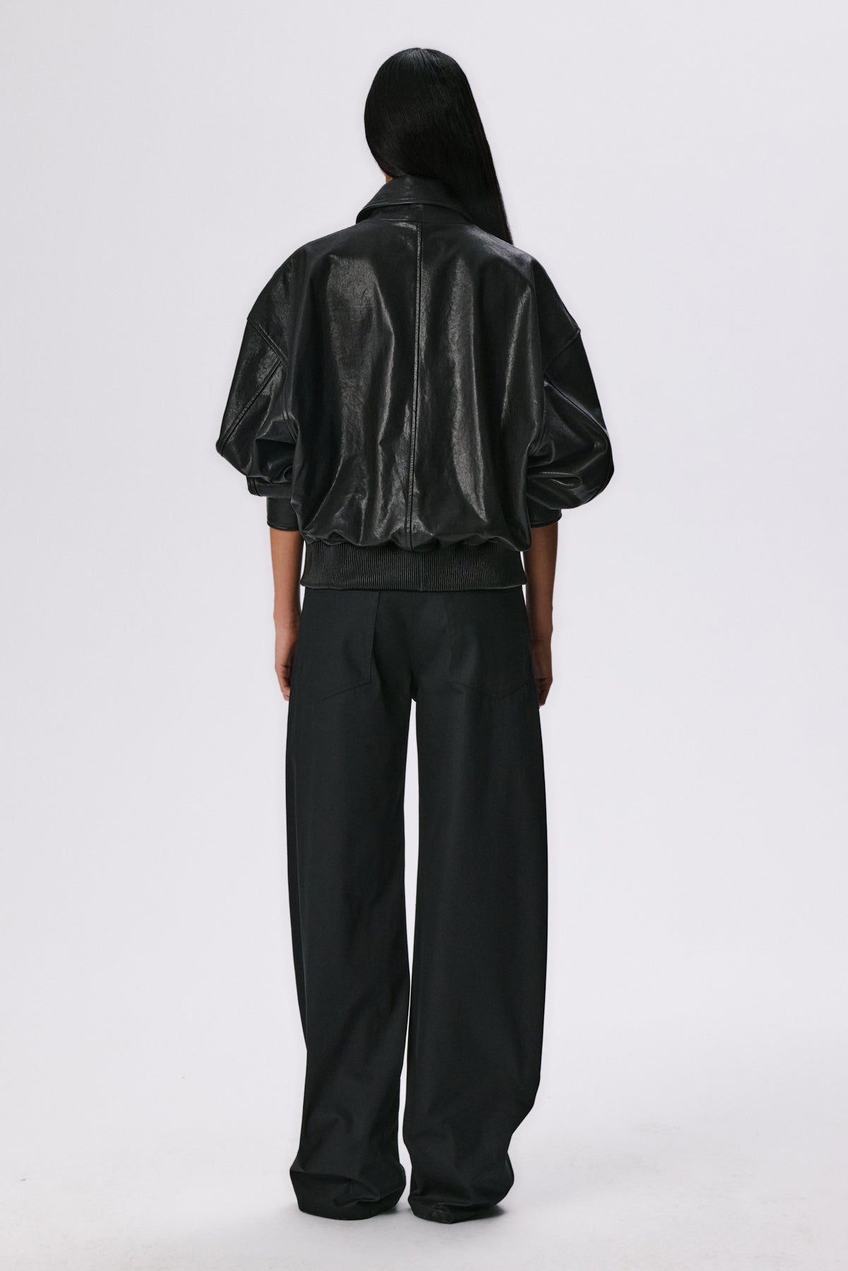 Ease Leather Bomber Jacket | Black