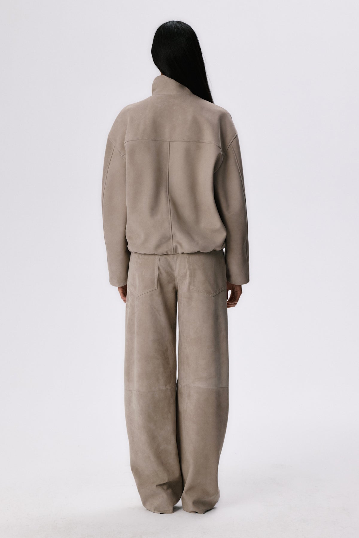 Soft Curve Barrel Pants | Suede – Bamboo Beige