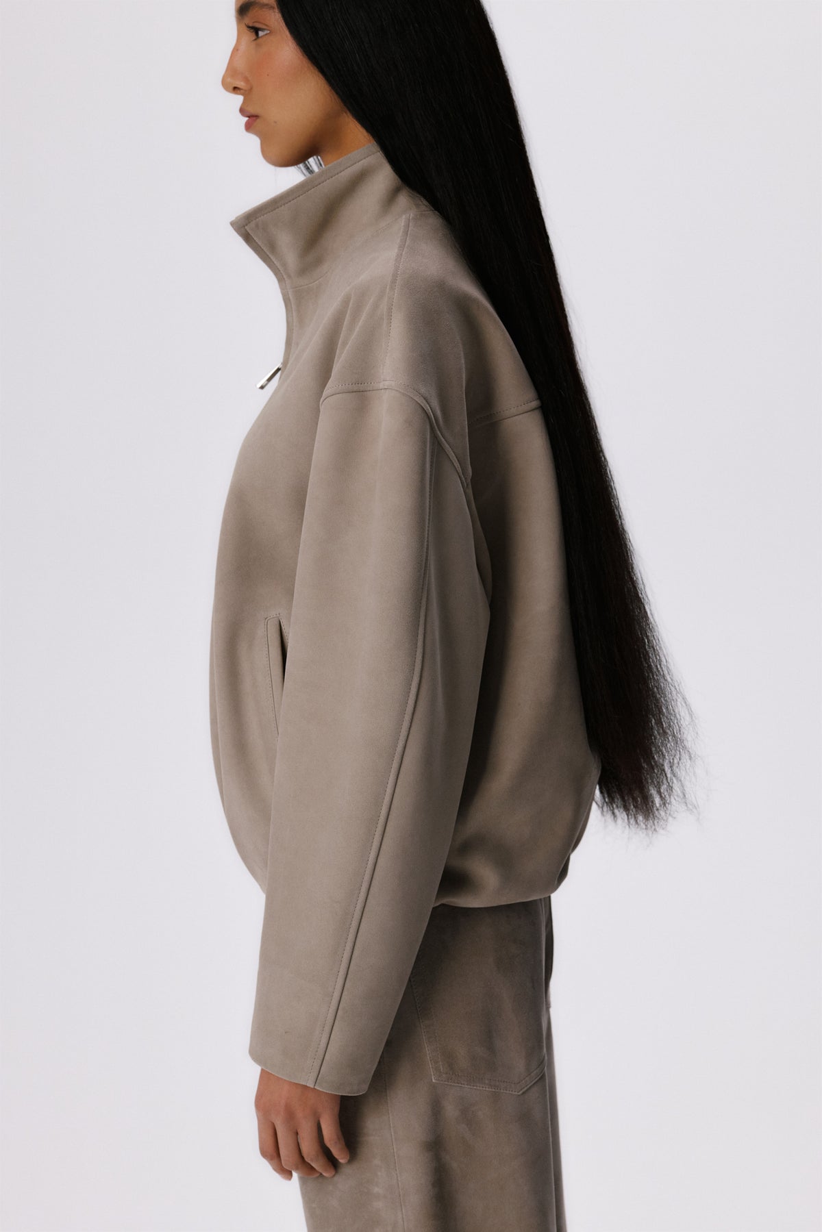 Soft Curve Barrel Pants | Suede – Bamboo Beige