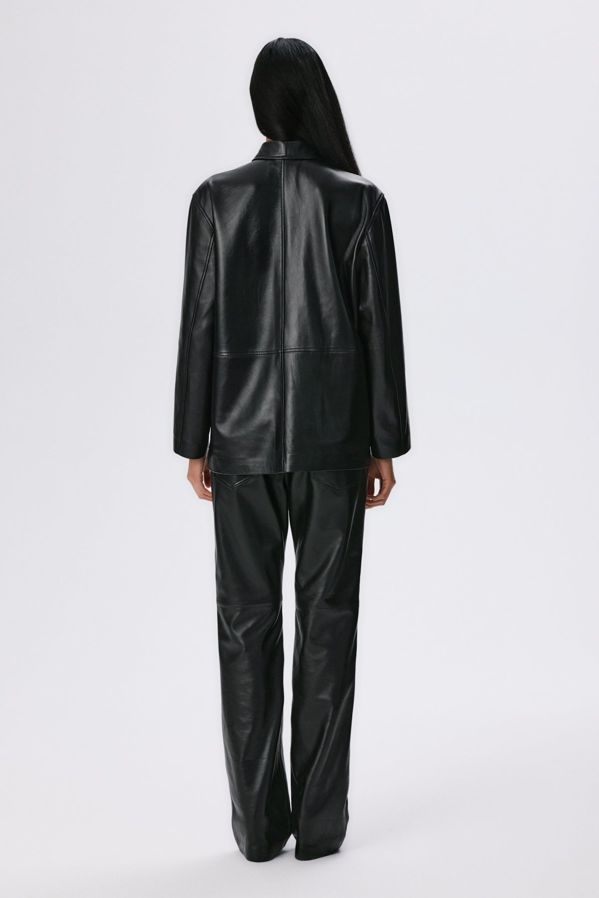 5 Pocket Straight Pants | Leather – Black