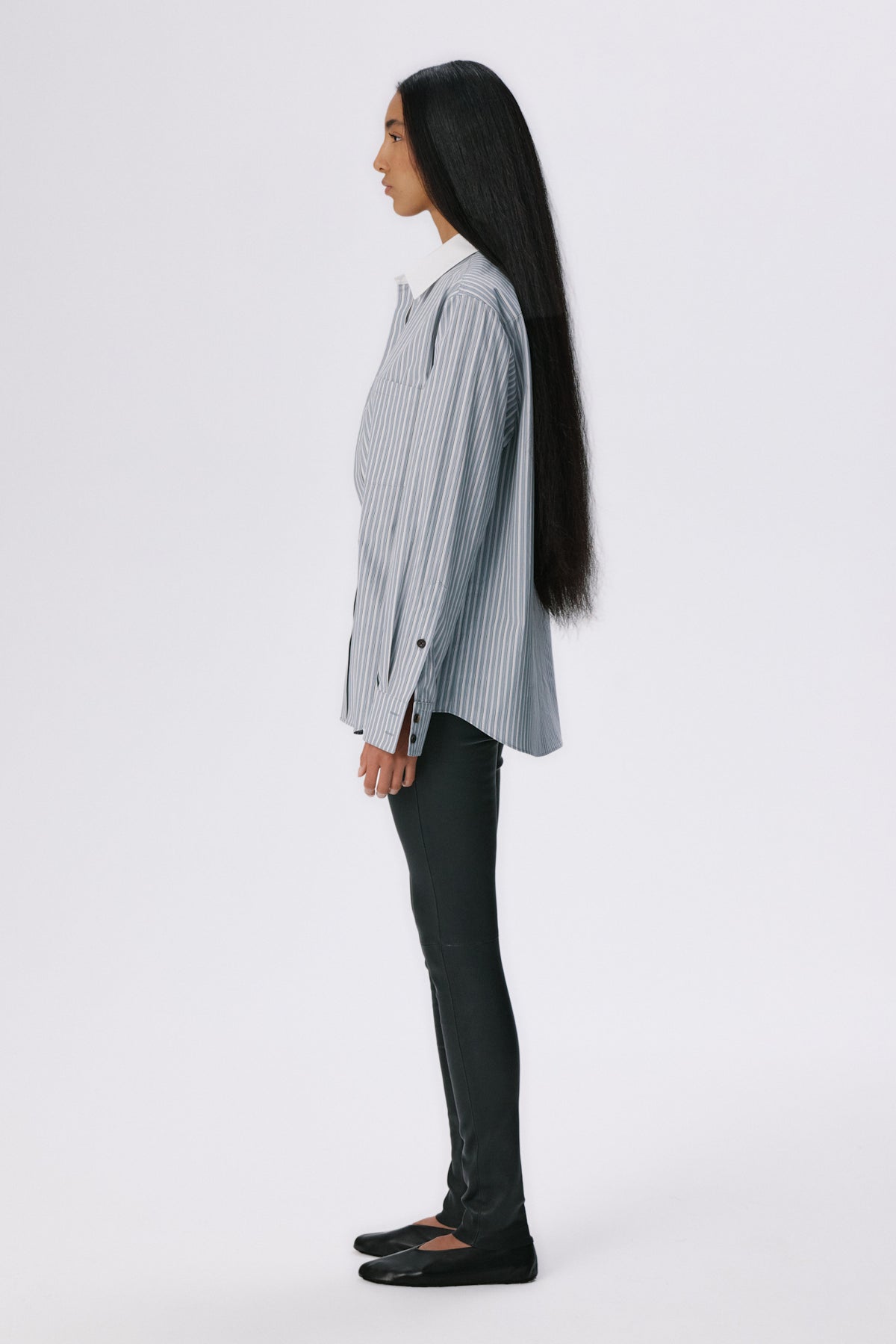 Tailored Shirt | Cotton Poplin – Grey Stripe