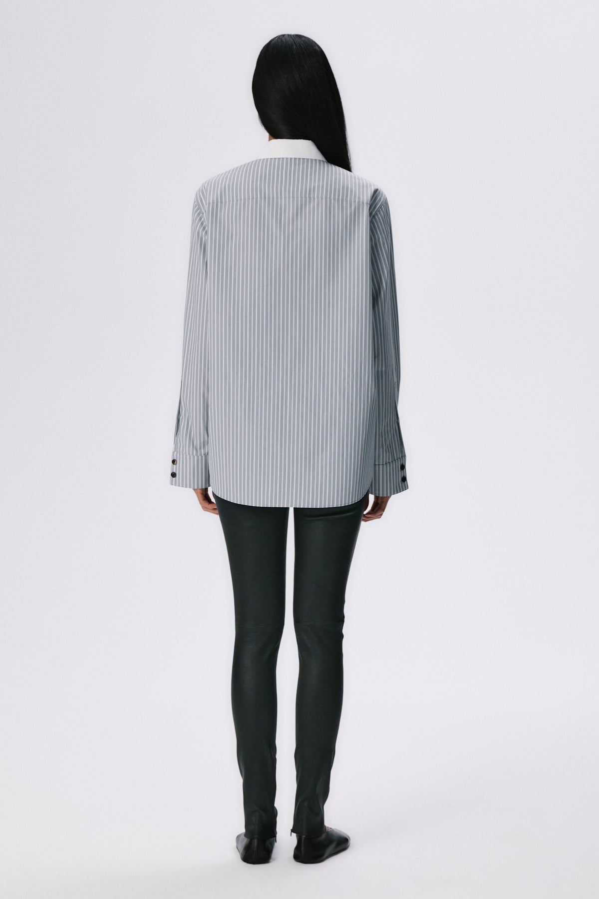 Tailored Shirt | Cotton Poplin – Grey Stripe