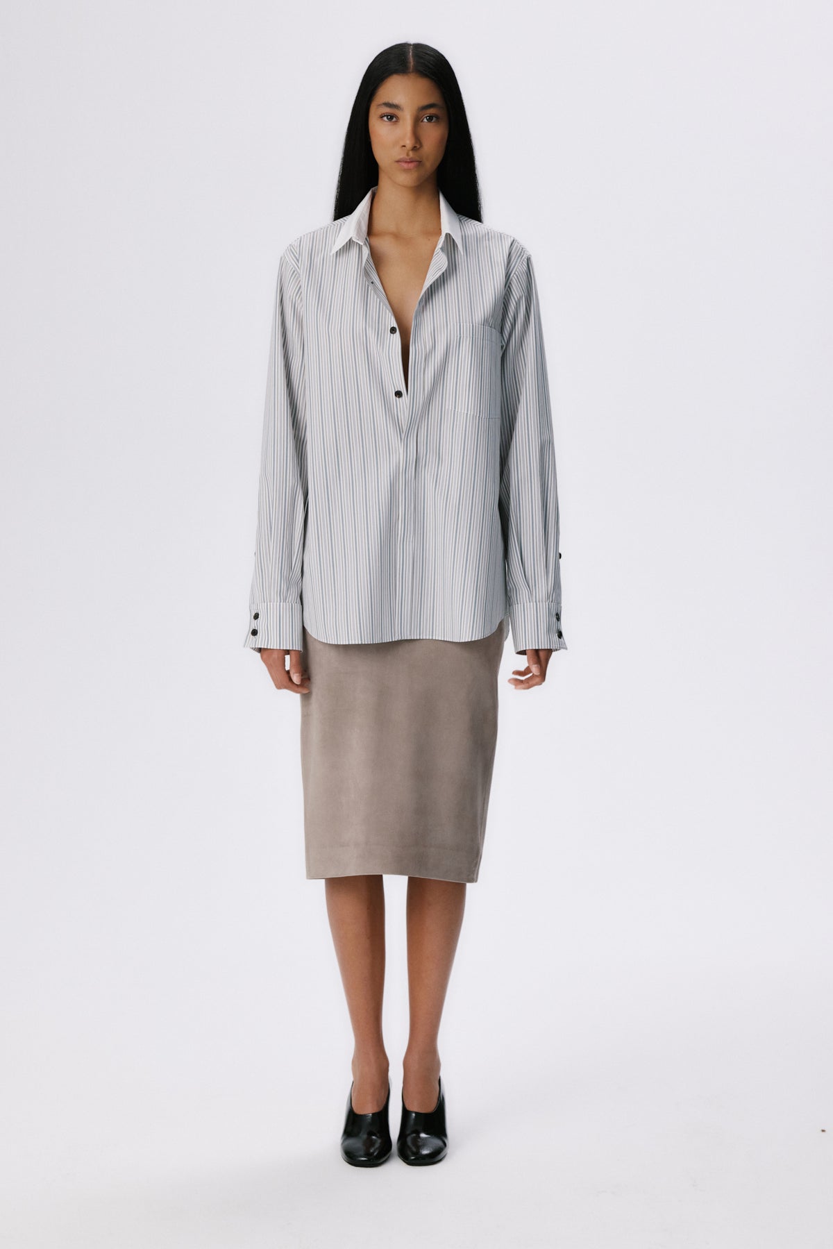 Pencil Skirt | Suede – Bamboo Beige