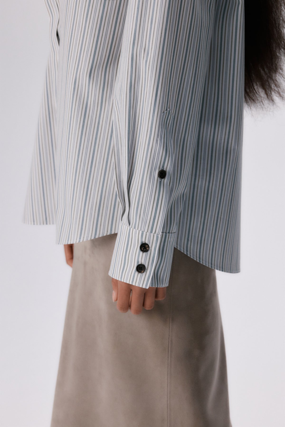 Tailored Shirt | Cotton Poplin – Beige Stripe