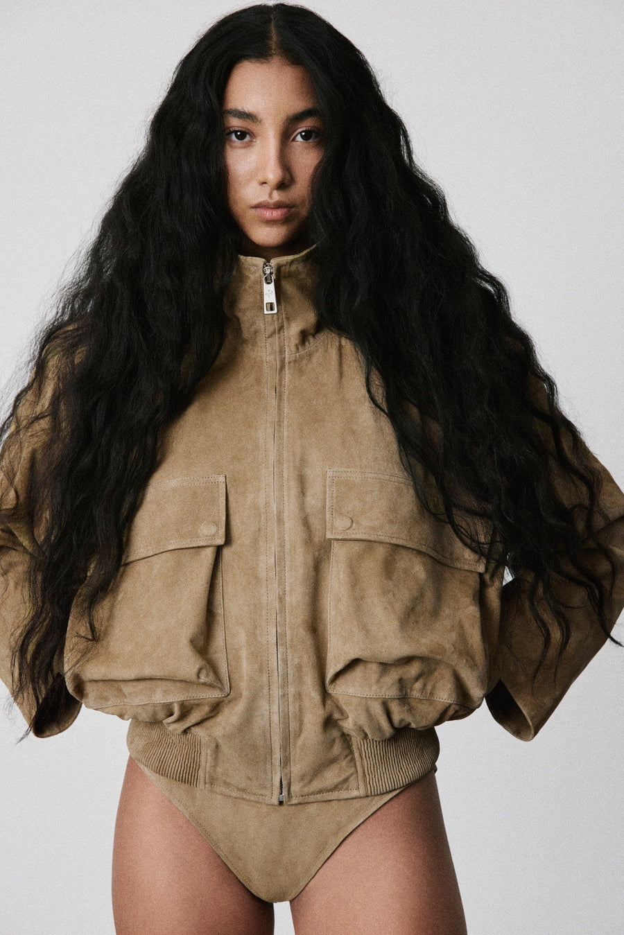 Fluid Bomber Jacket | Metis Suede – British Khaki
