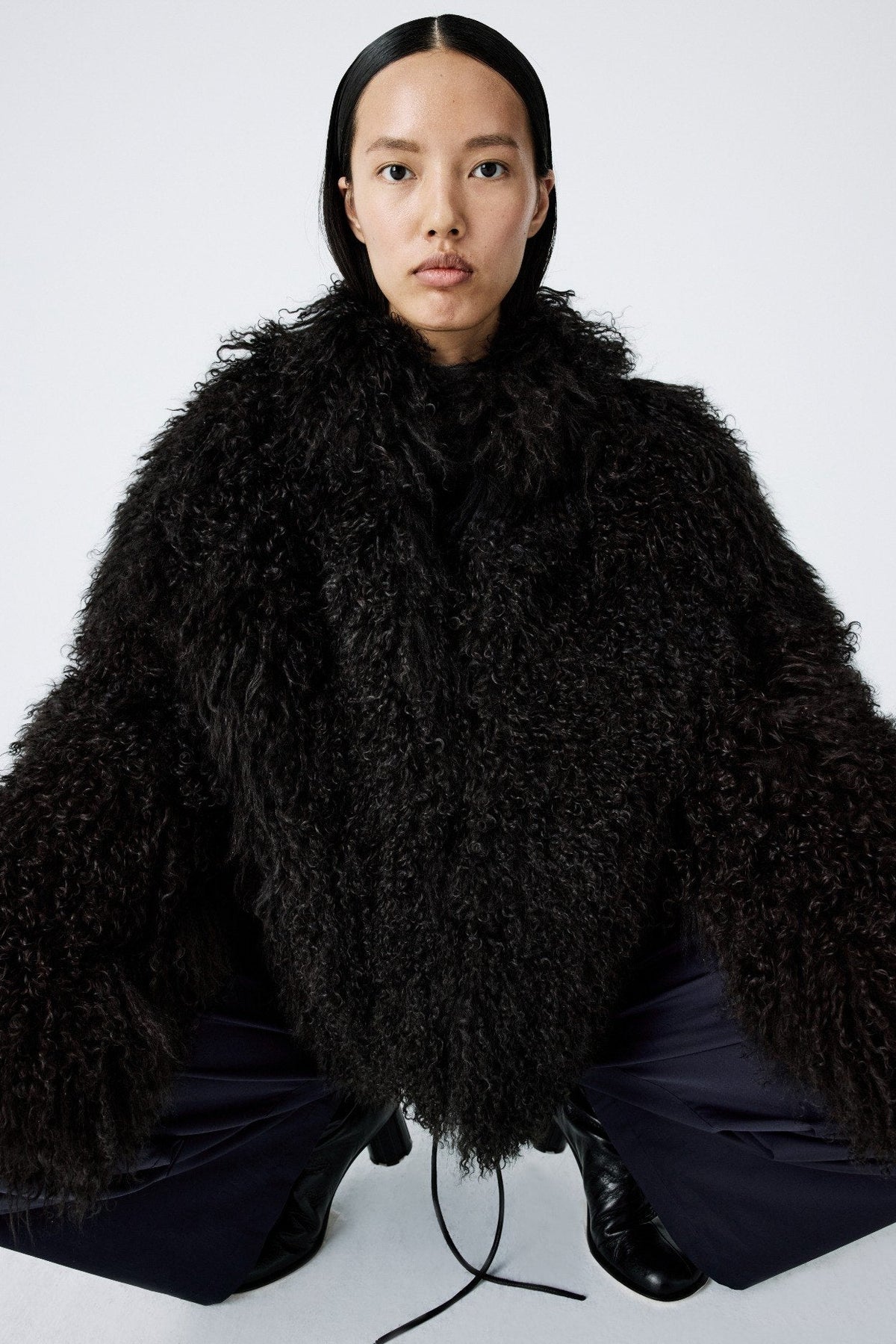 Shaggy Icon Coat | Mongolian Shearling – Dark Chocolate