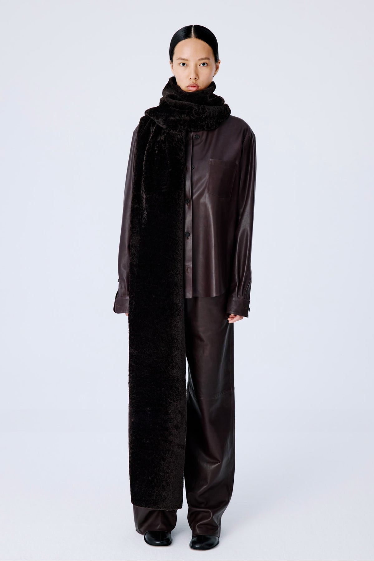 Shearling Cosmos Scarf | Dark Chocolate - Extra Long