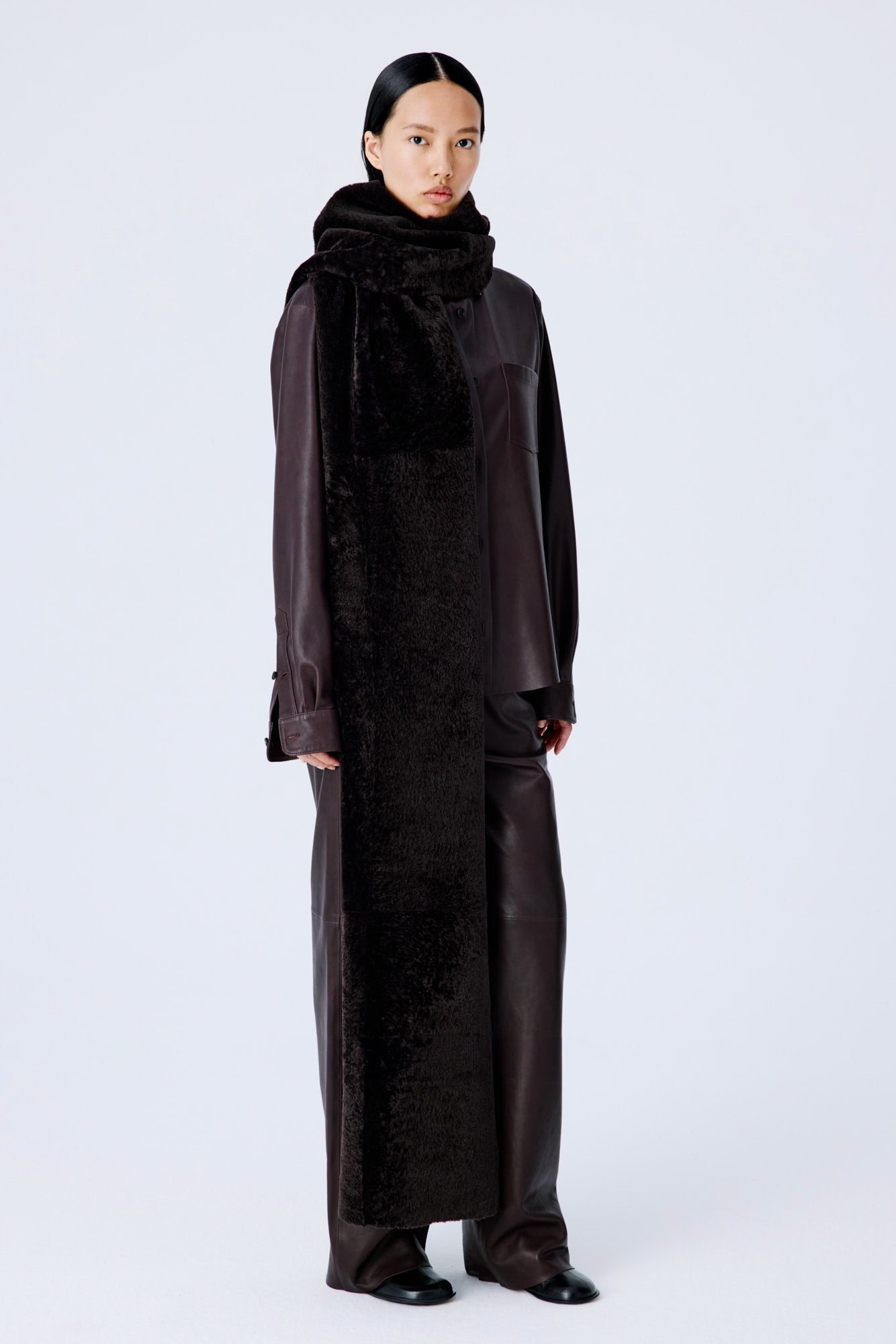 Shearling Cosmos Scarf - Dark Chocolate - Extra Long