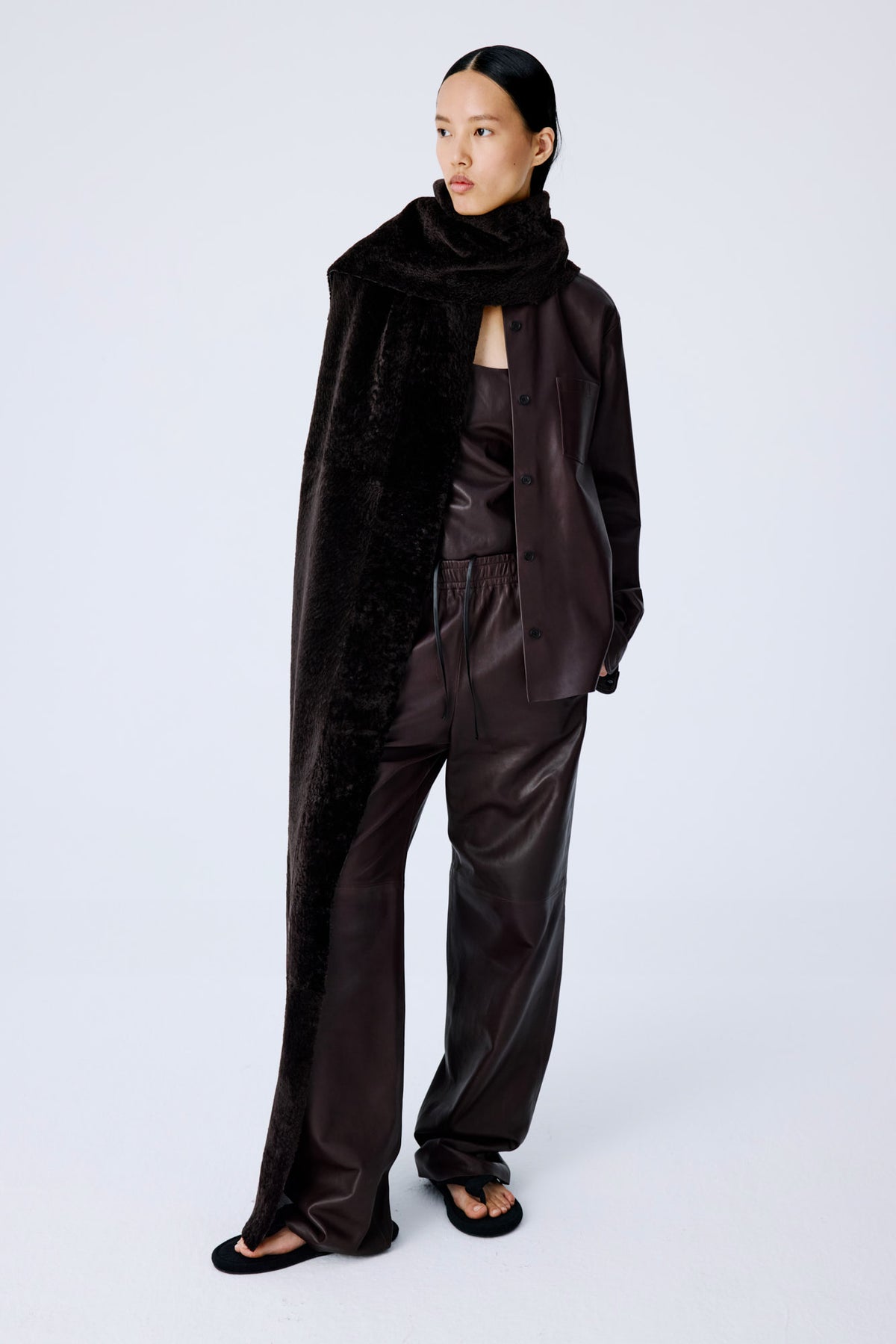 Shearling Cosmos Scarf | Dark Chocolate - Extra Long