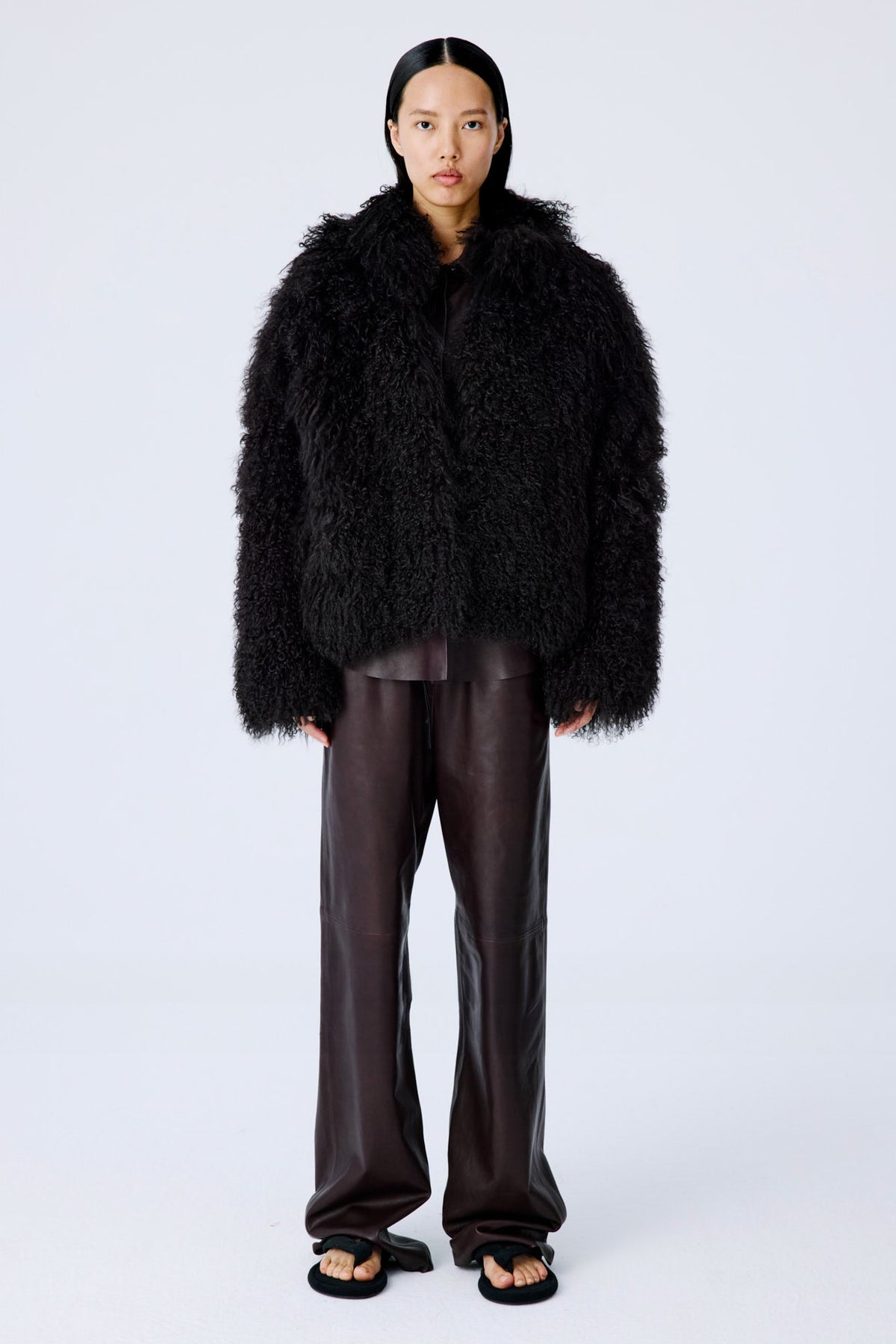Shaggy Icon Coat | Mongolian Shearling – Dark Chocolate