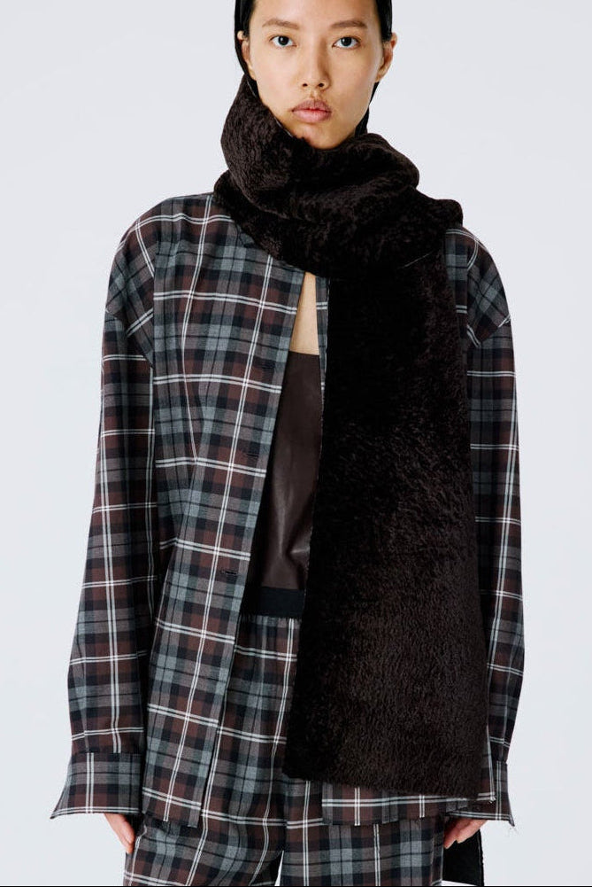 Shearling Cosmos Scarf | Dark Chocolate - Long
