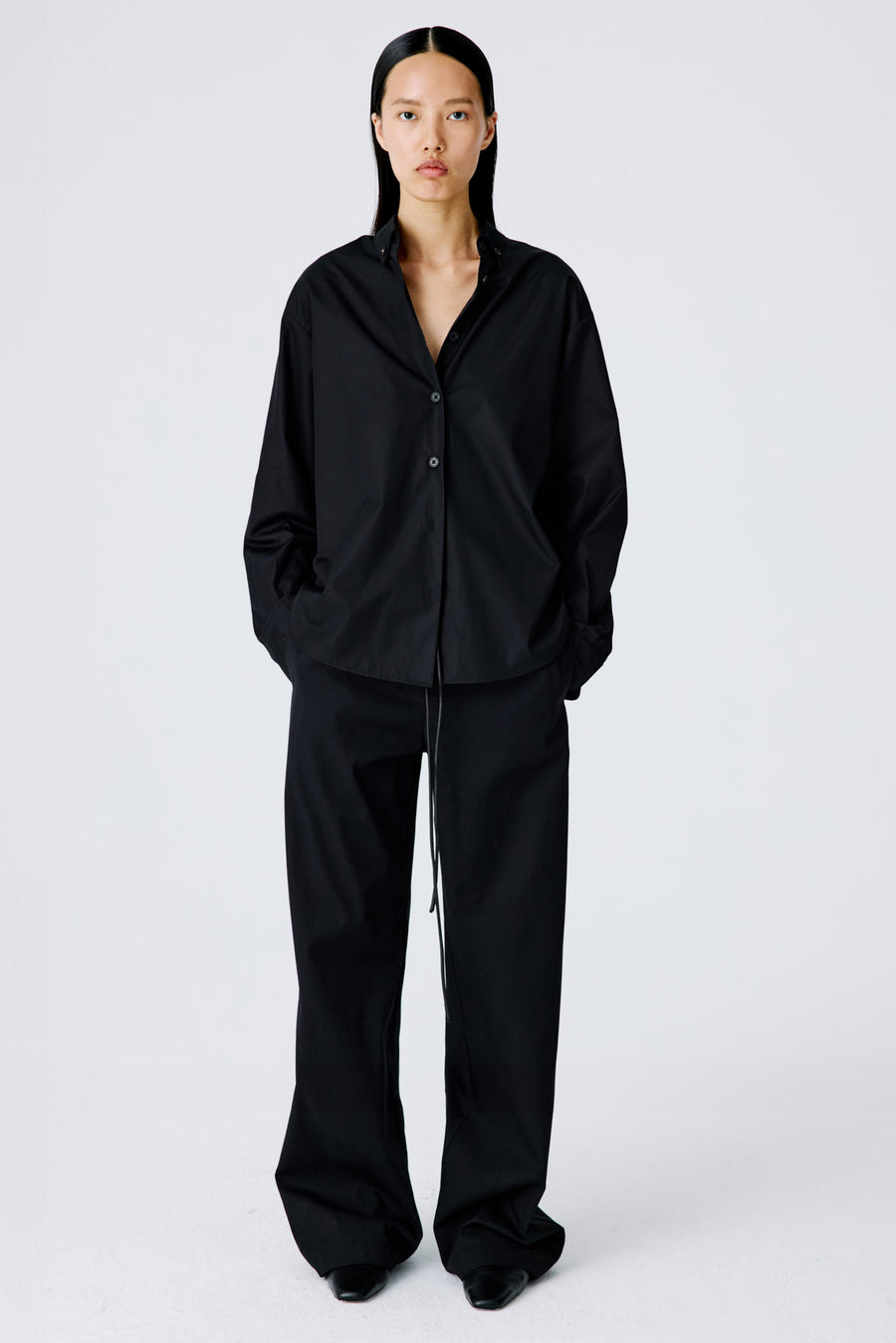 Lounge Pants In Lightweight Cotton Twill - Black