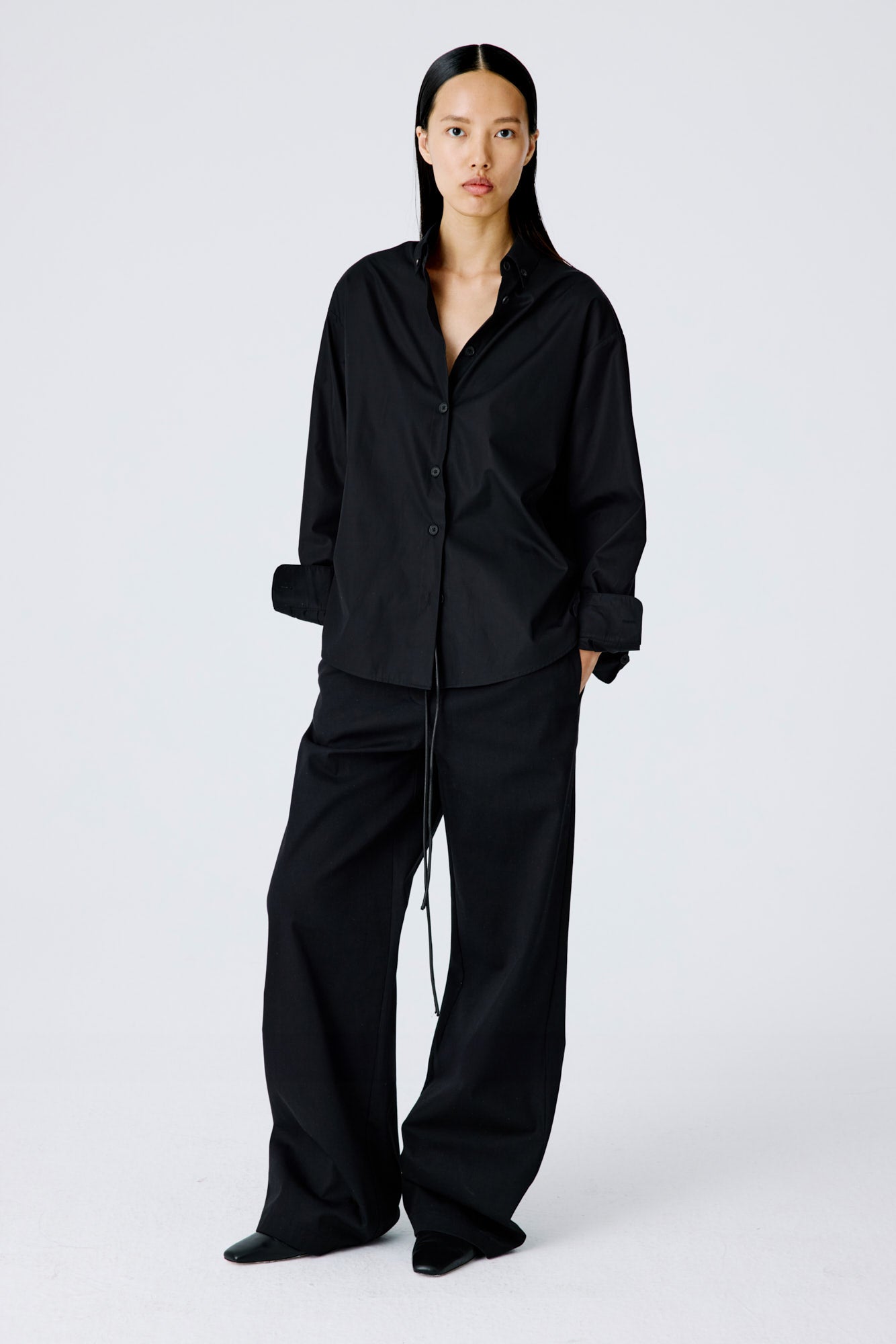Lounge Pants In Lightweight Cotton Twill - Black