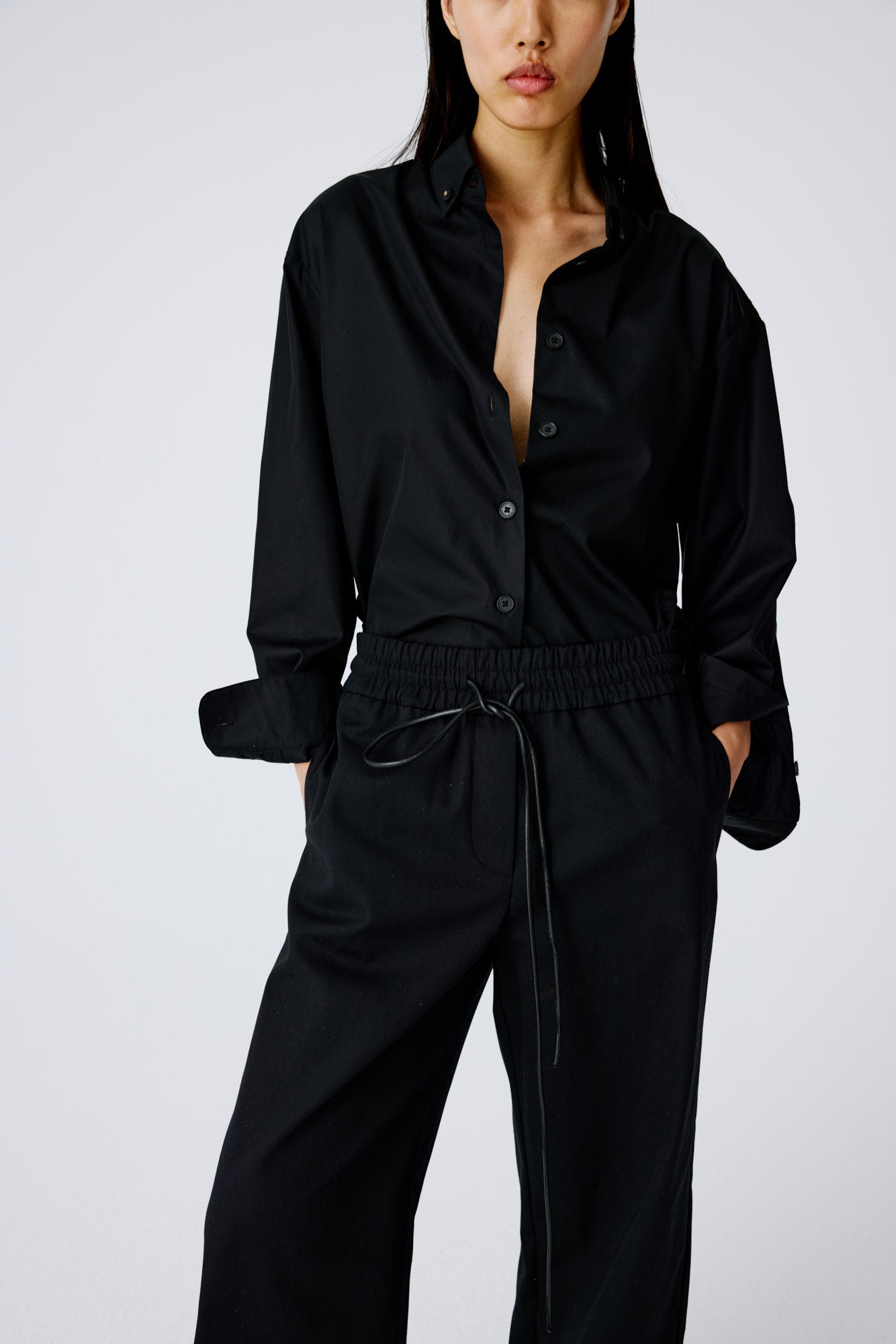 Lounge Pants In Lightweight Cotton Twill - Black