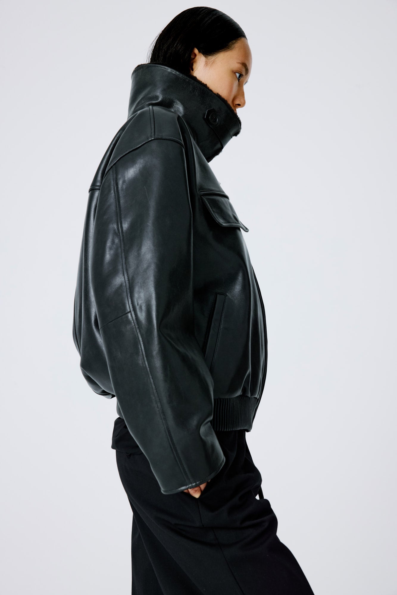 Love Pocketed Bomber Jacket - Black