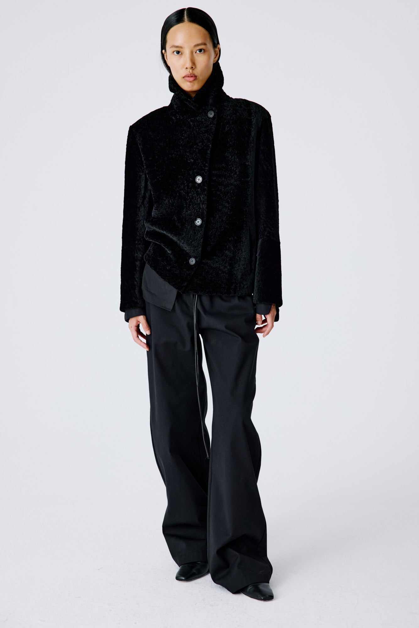 Soft Authority Shearling Jacket - Black