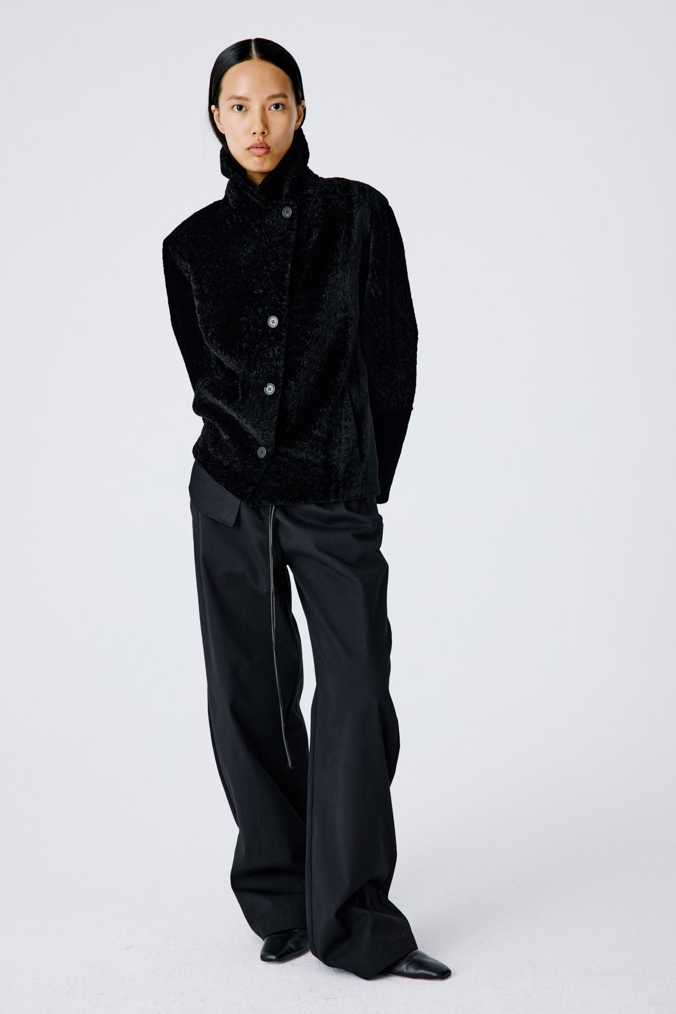 Soft Authority Shearling Jacket - Black