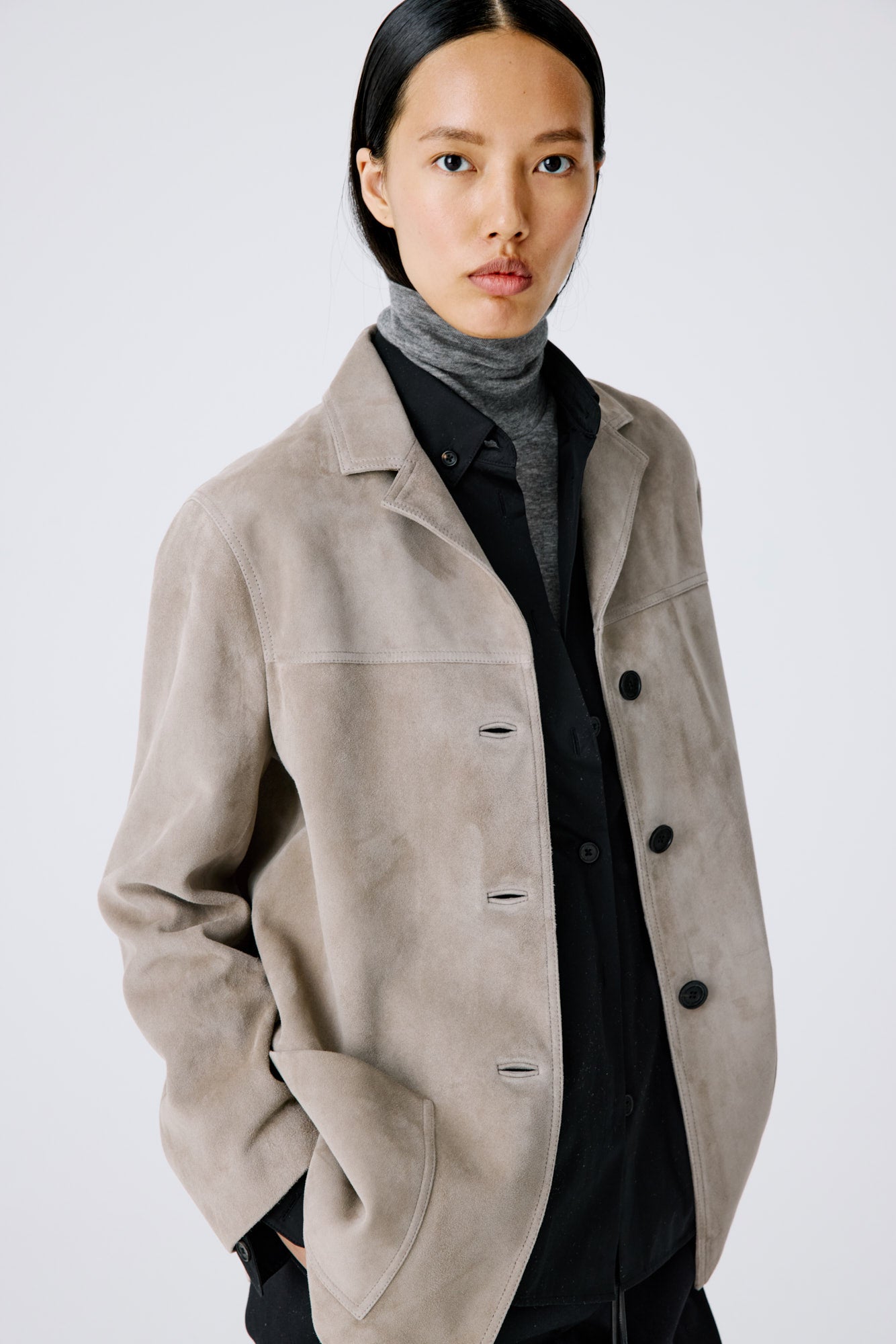 Suede Workwear Jacket - Bamboo Beige