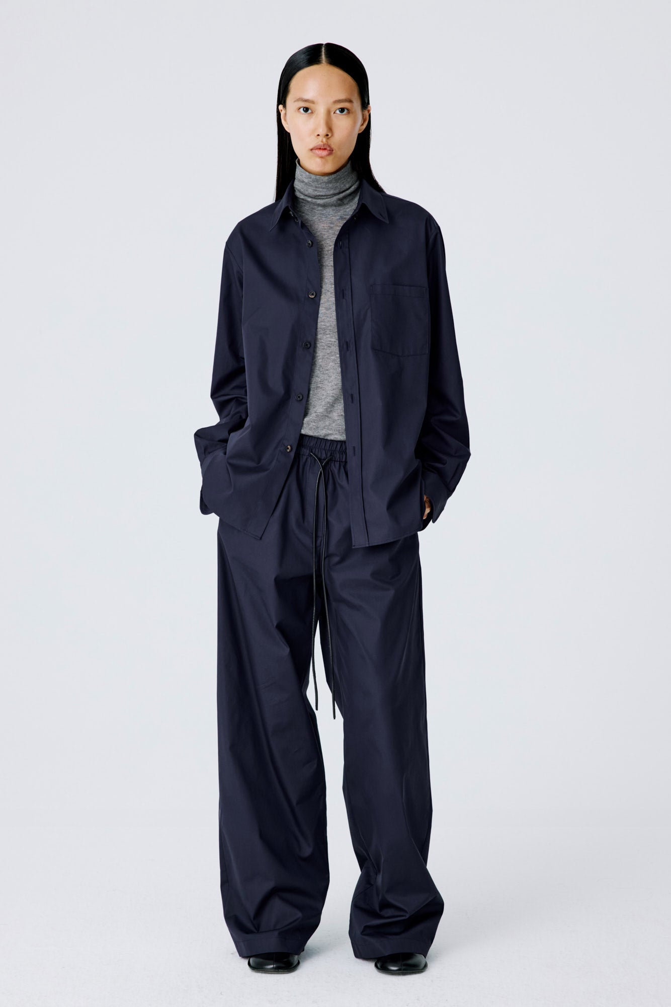 Lounge Pants In Cotton Poplin – Navy