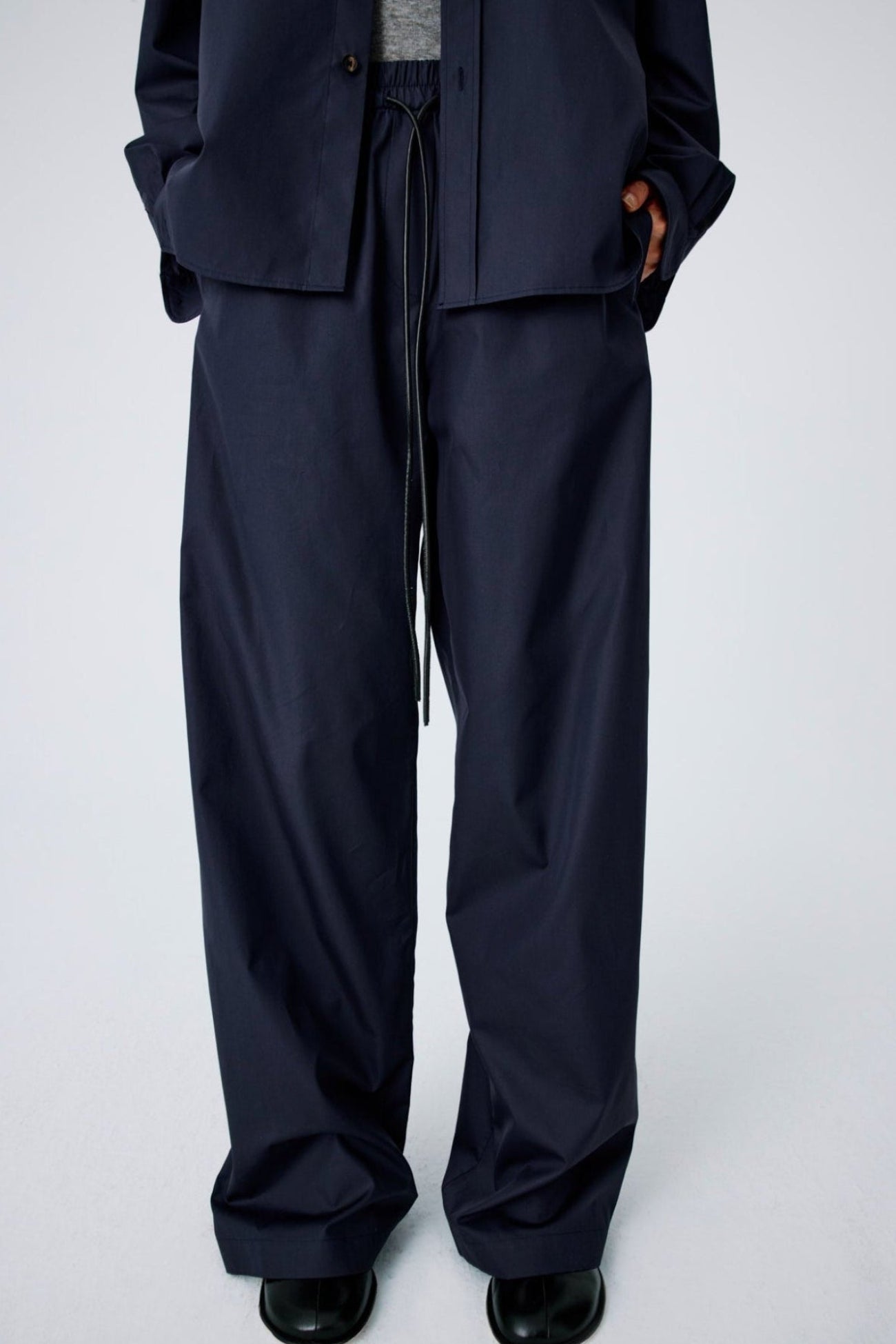Lounge Pants In Cotton Poplin – Navy