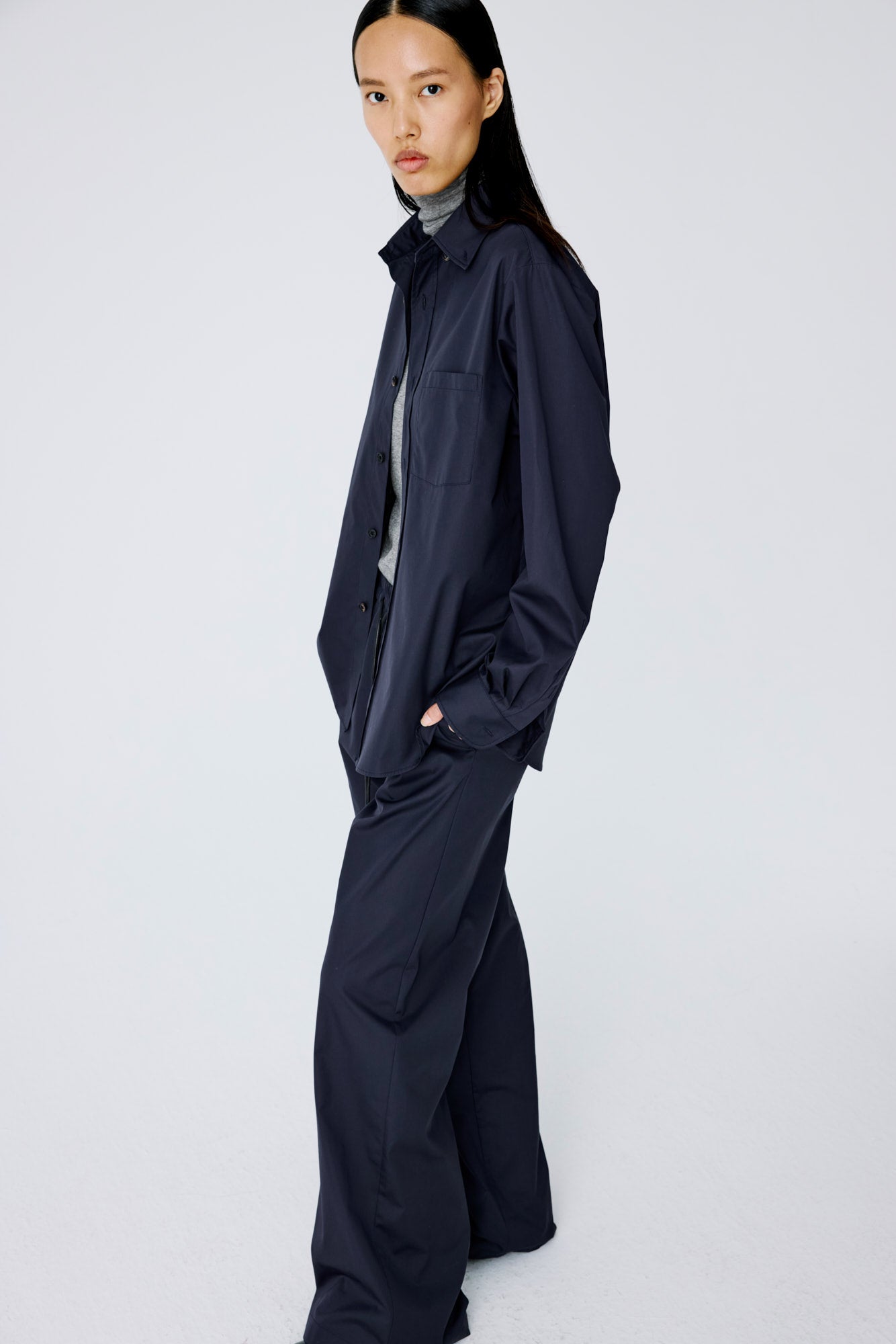 Lounge Pants In Cotton Poplin – Navy