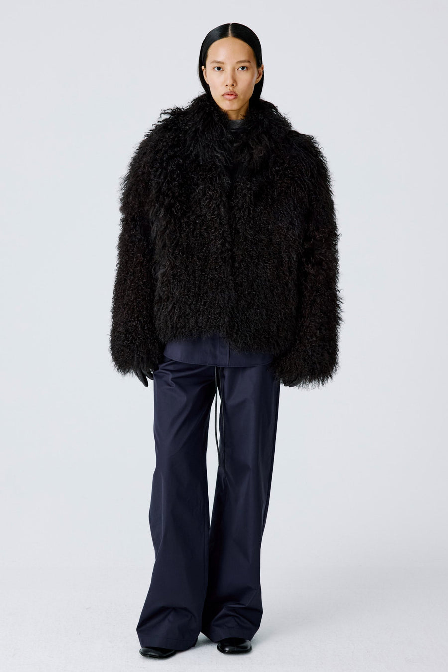 Shaggy Icon Coat | Mongolian Shearling – Dark Chocolate