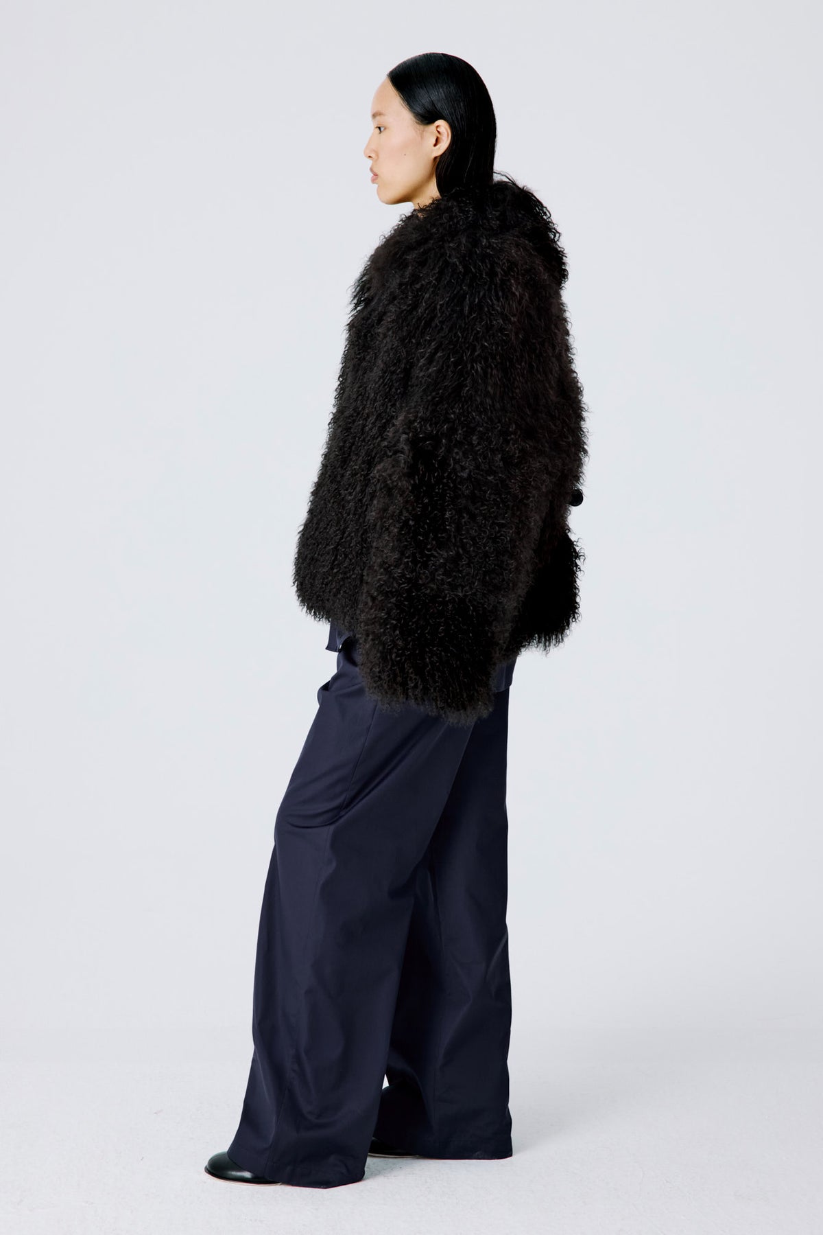 Shaggy Icon Coat | Mongolian Shearling – Dark Chocolate