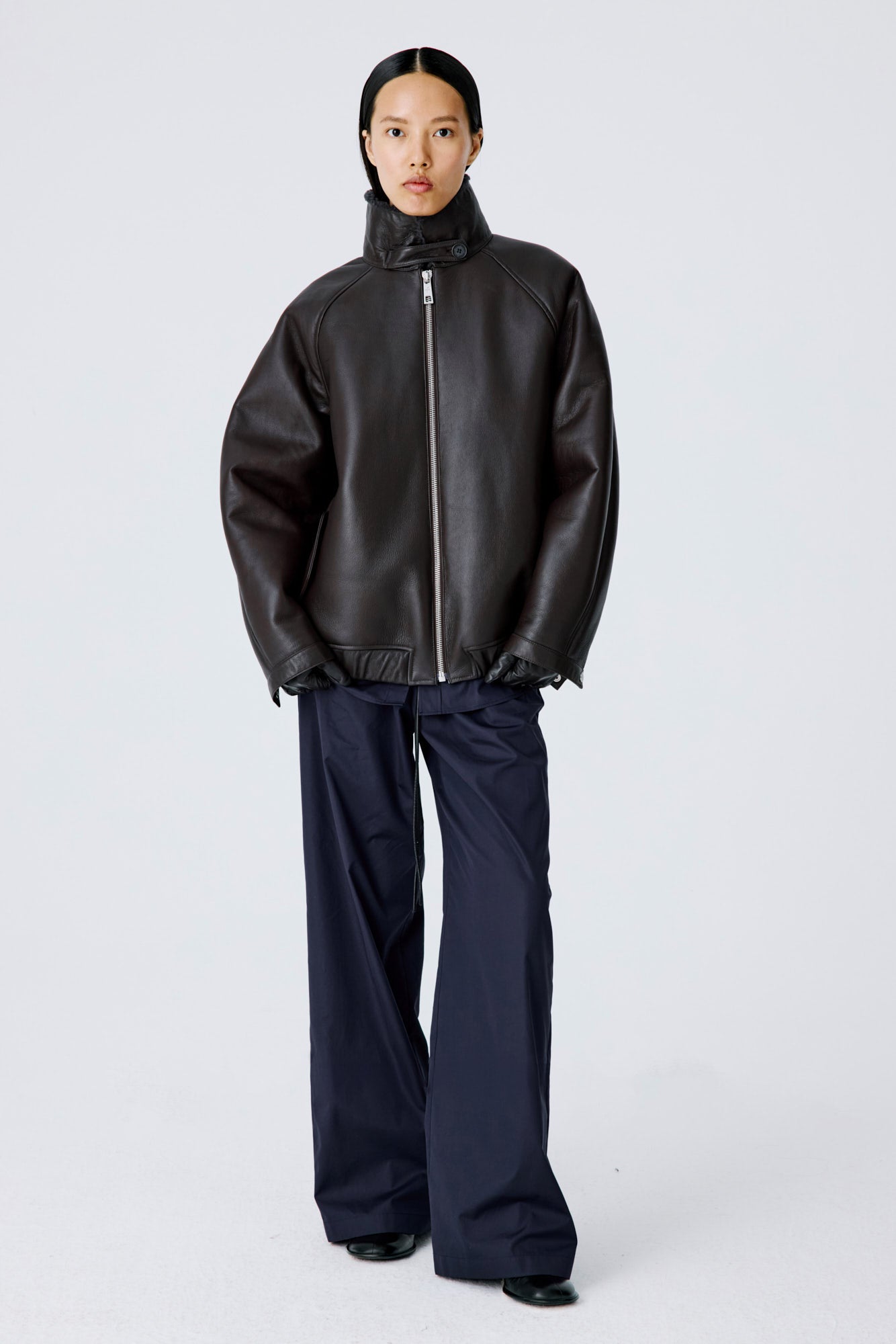 Whisper Shearling Jacket - Dark Brown/Grey