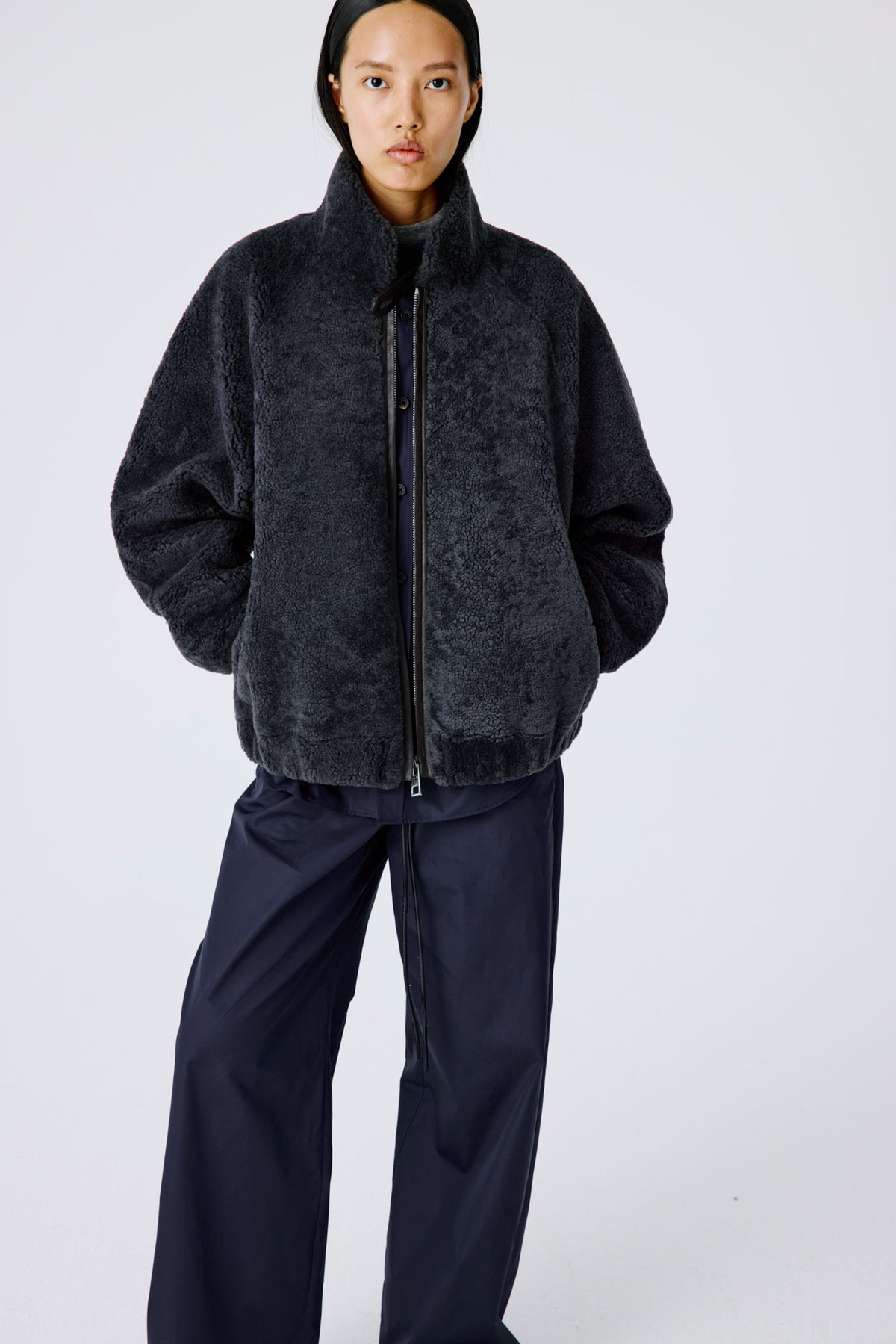 Whisper Jacket | Curly Merino Shearling – Grey