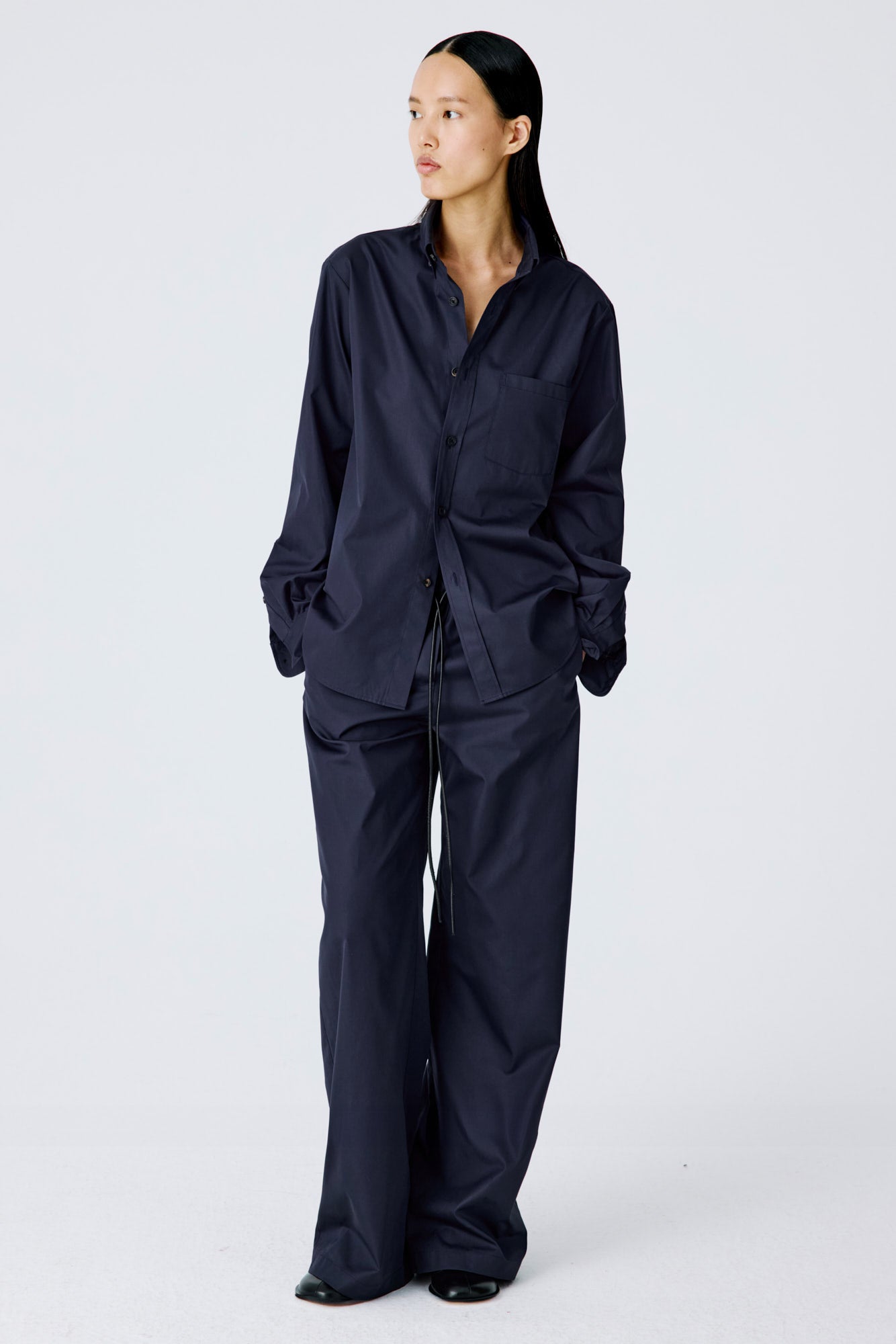 Lounge Pants In Cotton Poplin – Navy