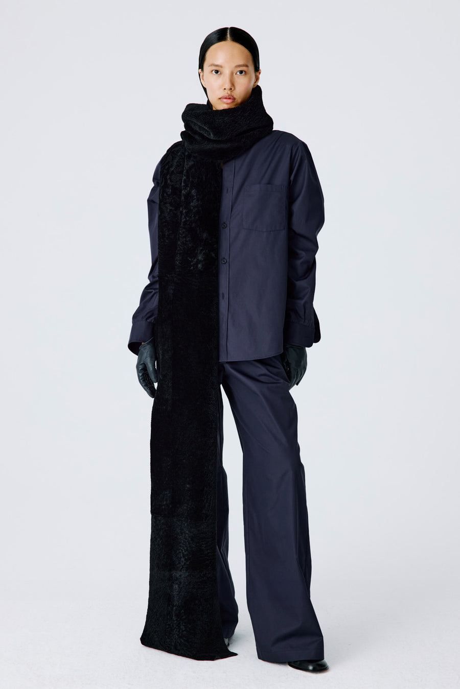 Shearling Cosmos Scarf | Black - Extra Long