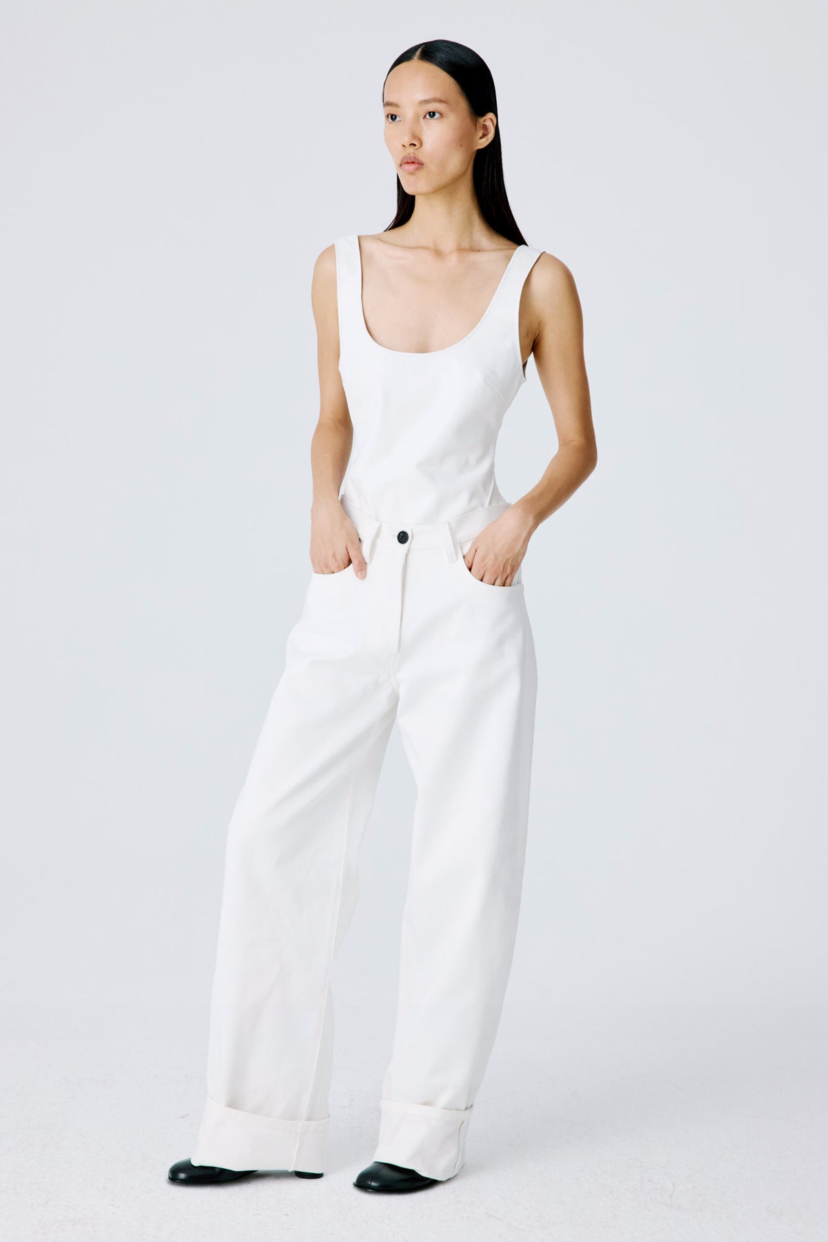 No Time Bodysuit | Leather – White