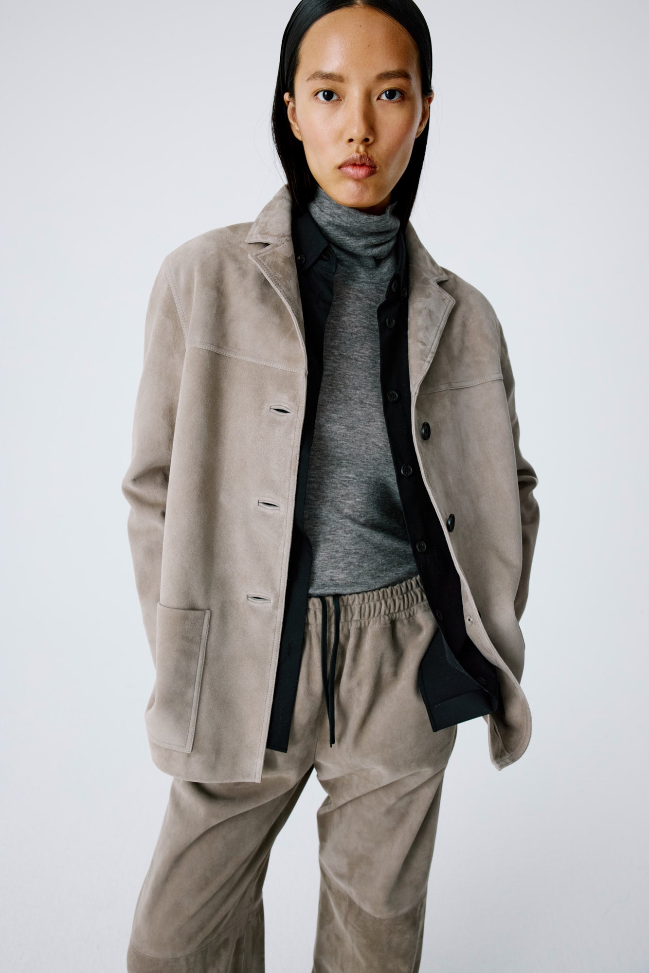 Suede Workwear Jacket - Bamboo Beige