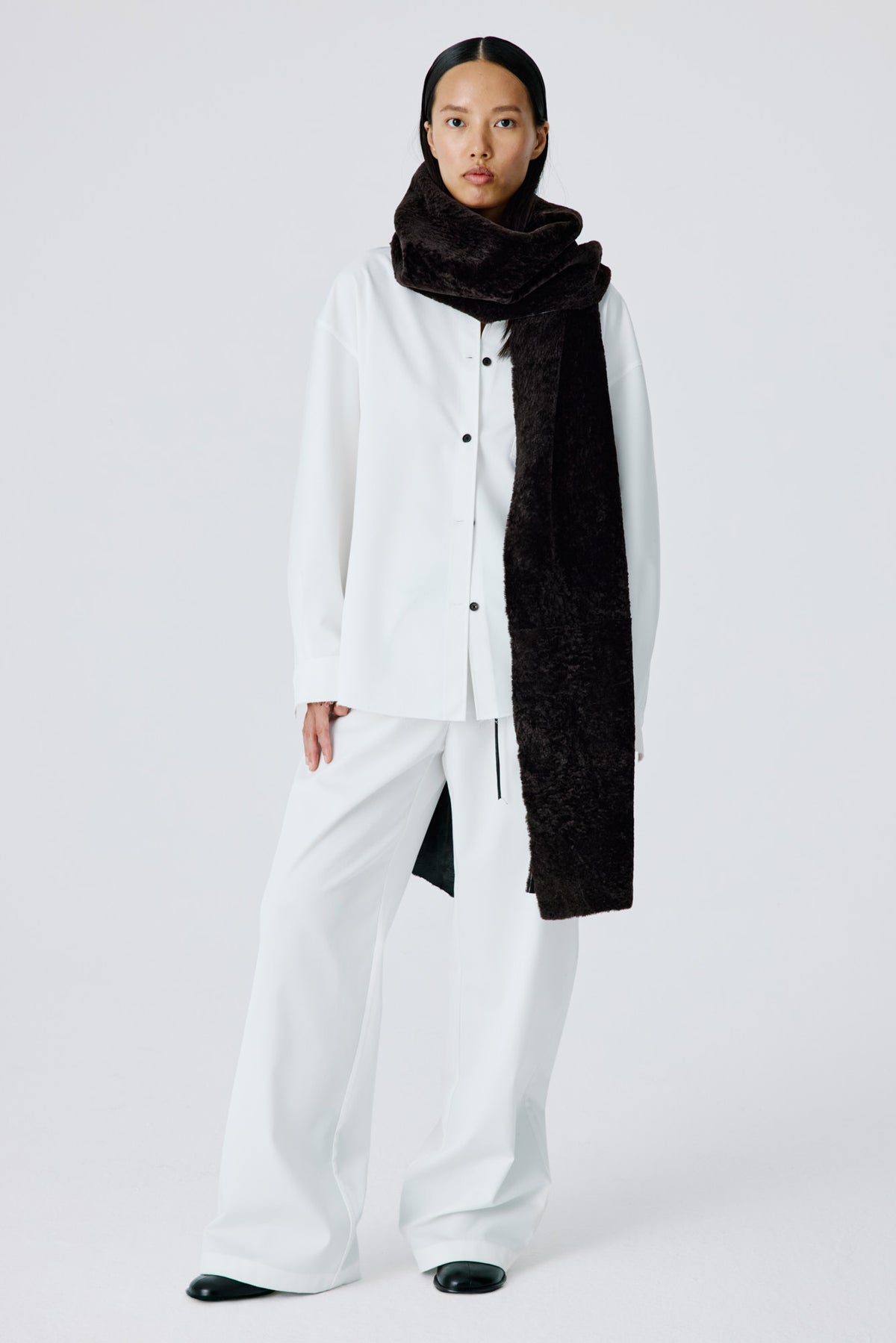 Shearling Cosmos Scarf | Dark Chocolate - Long