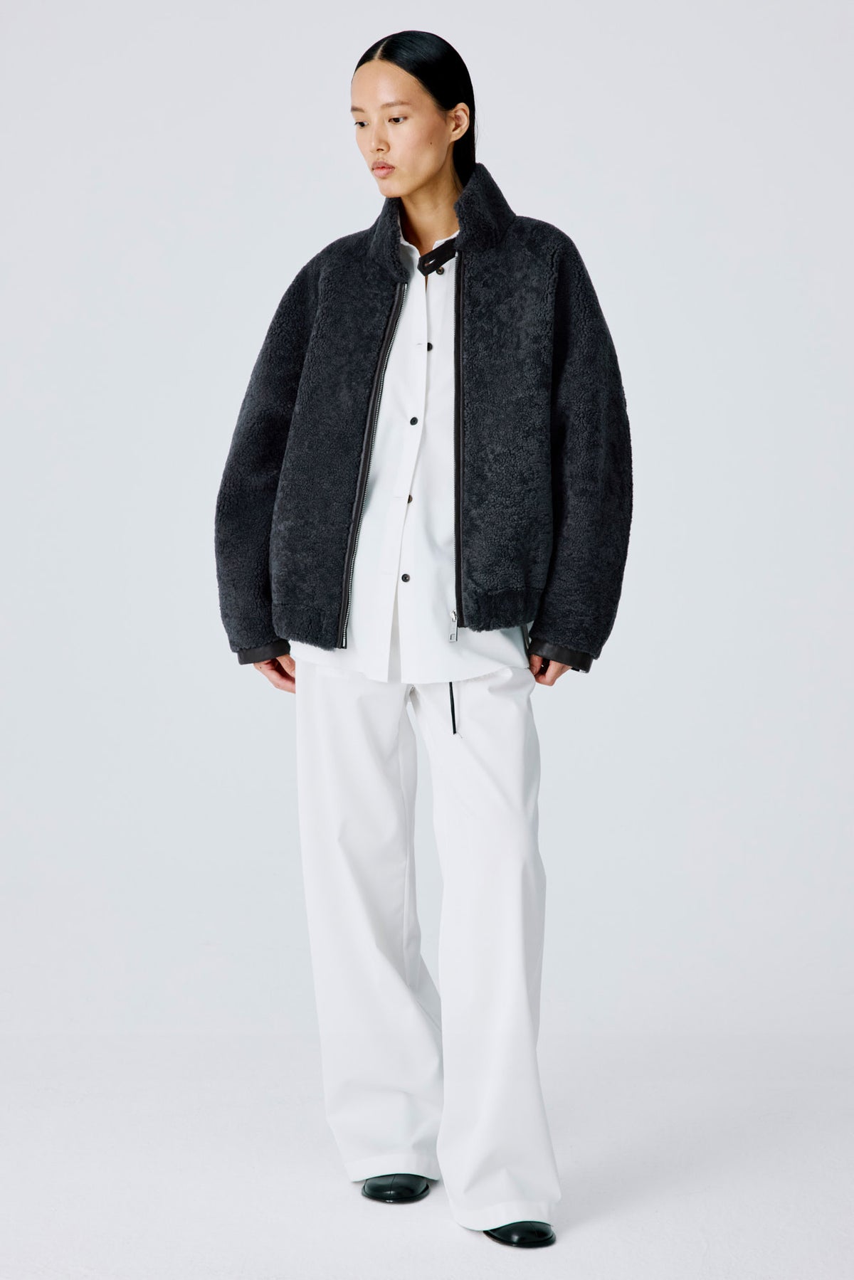 Whisper Jacket | Curly Merino Shearling – Grey
