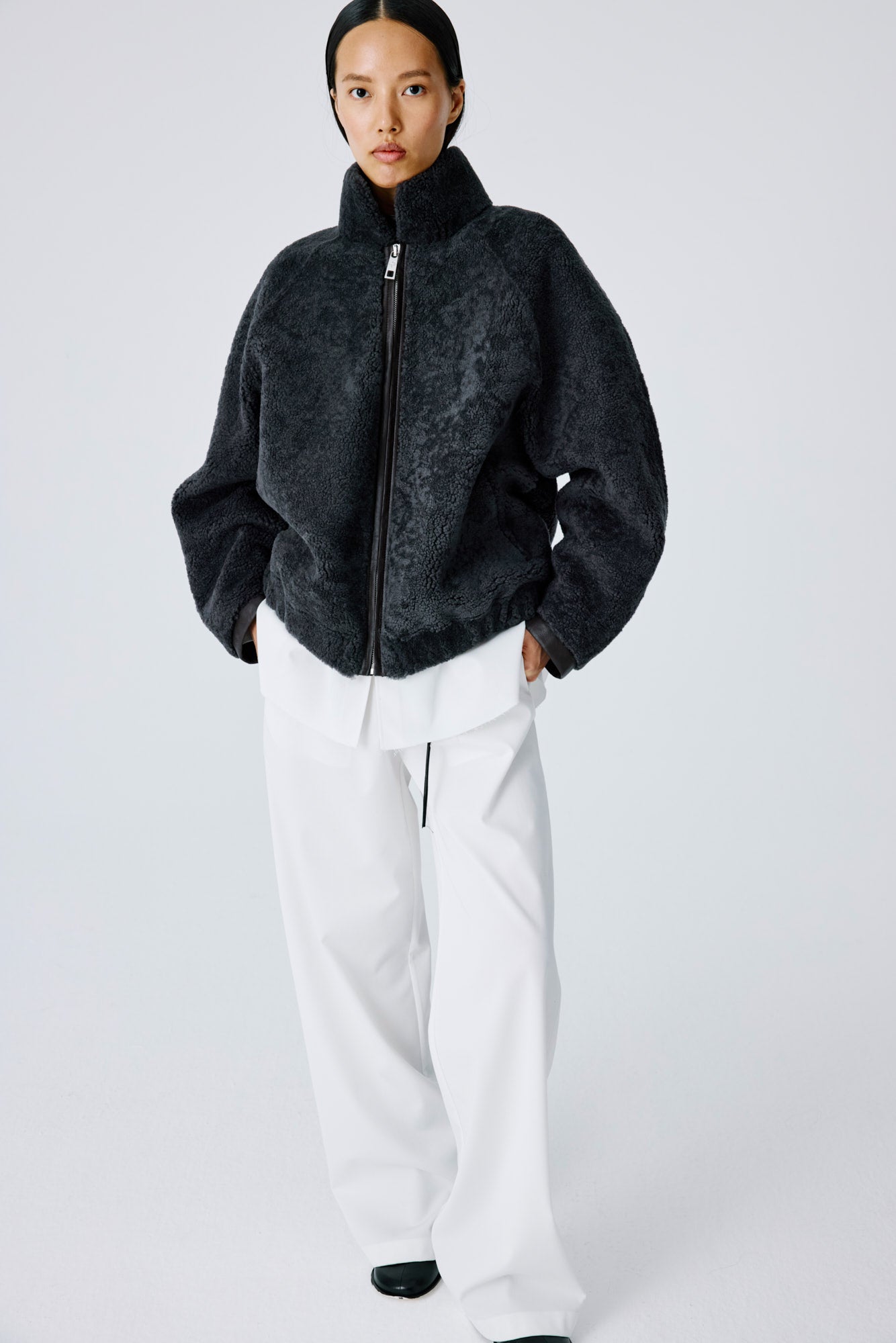 Whisper Outer Shearling Jacket - Grey