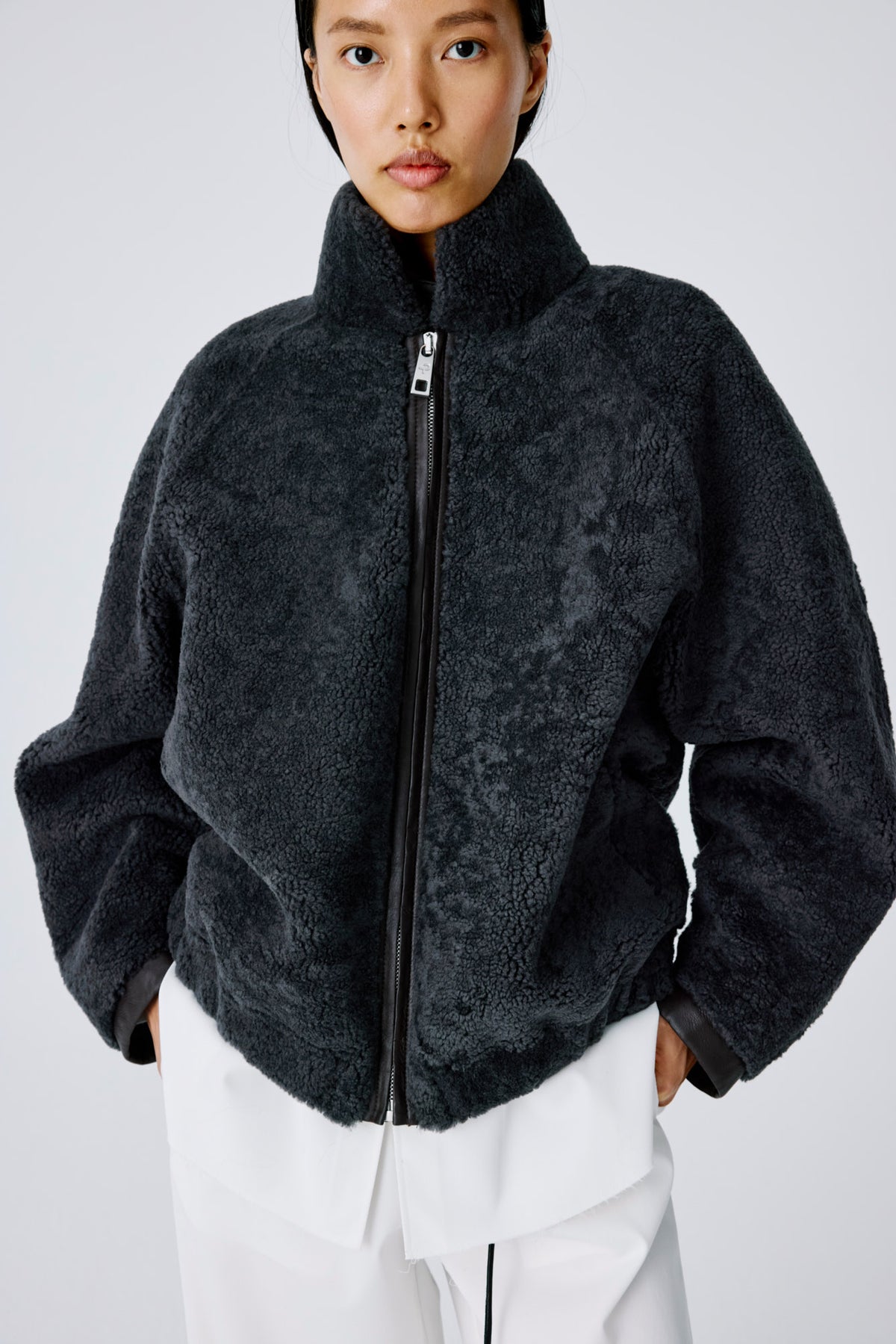 Whisper Jacket | Curly Merino Shearling – Grey